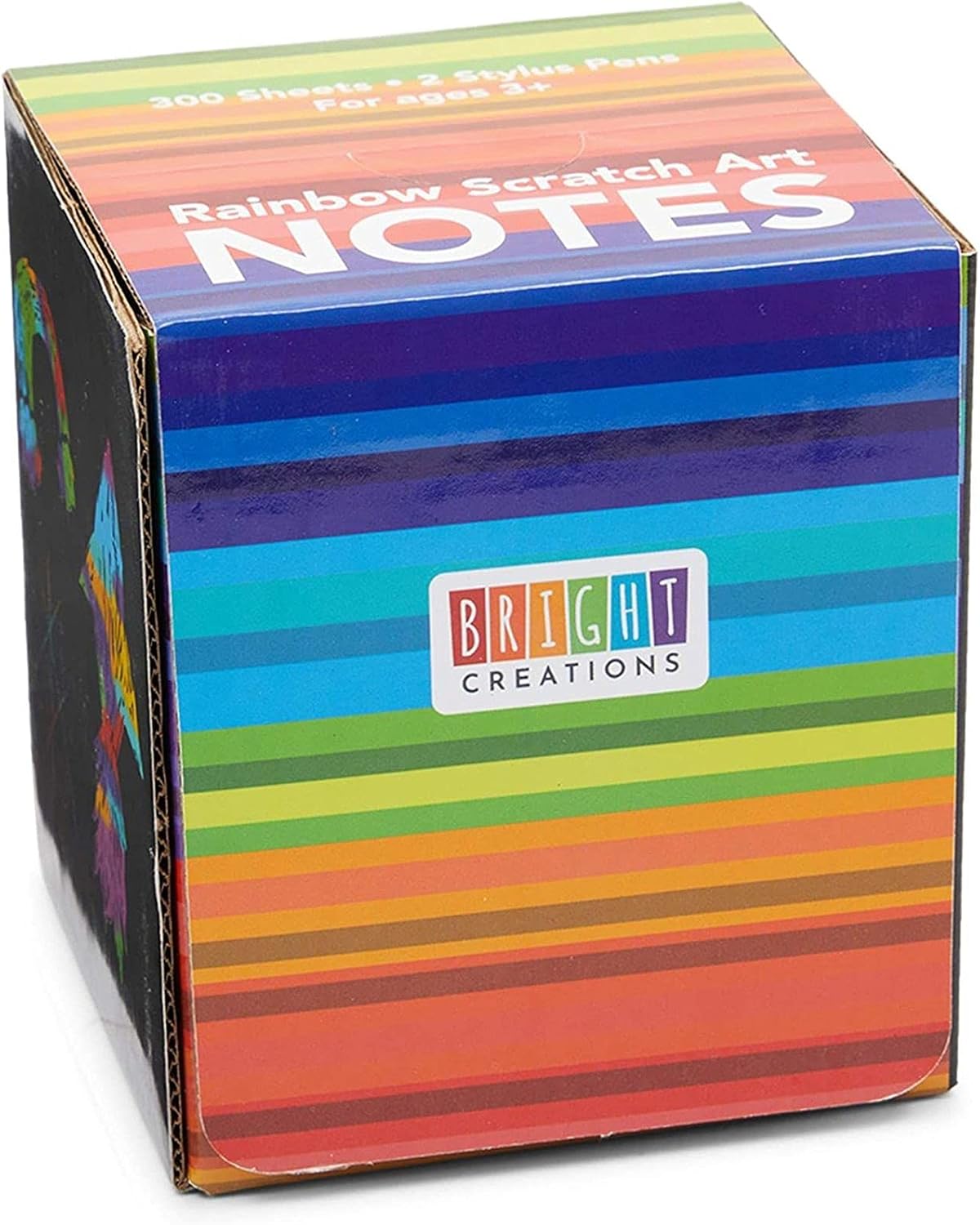 Bright Creations Notas para raspar arcoíris con 2 lápices de madera (3.5 pulgadas, 300 hojas)