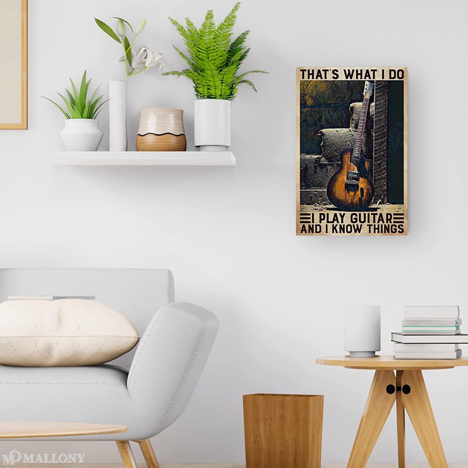 Cusde Letrero de hojalata con texto en inglés That’s What I Do I Play Guitar and I Know Things (That’s What I Do I Play Guitar and I Know Things