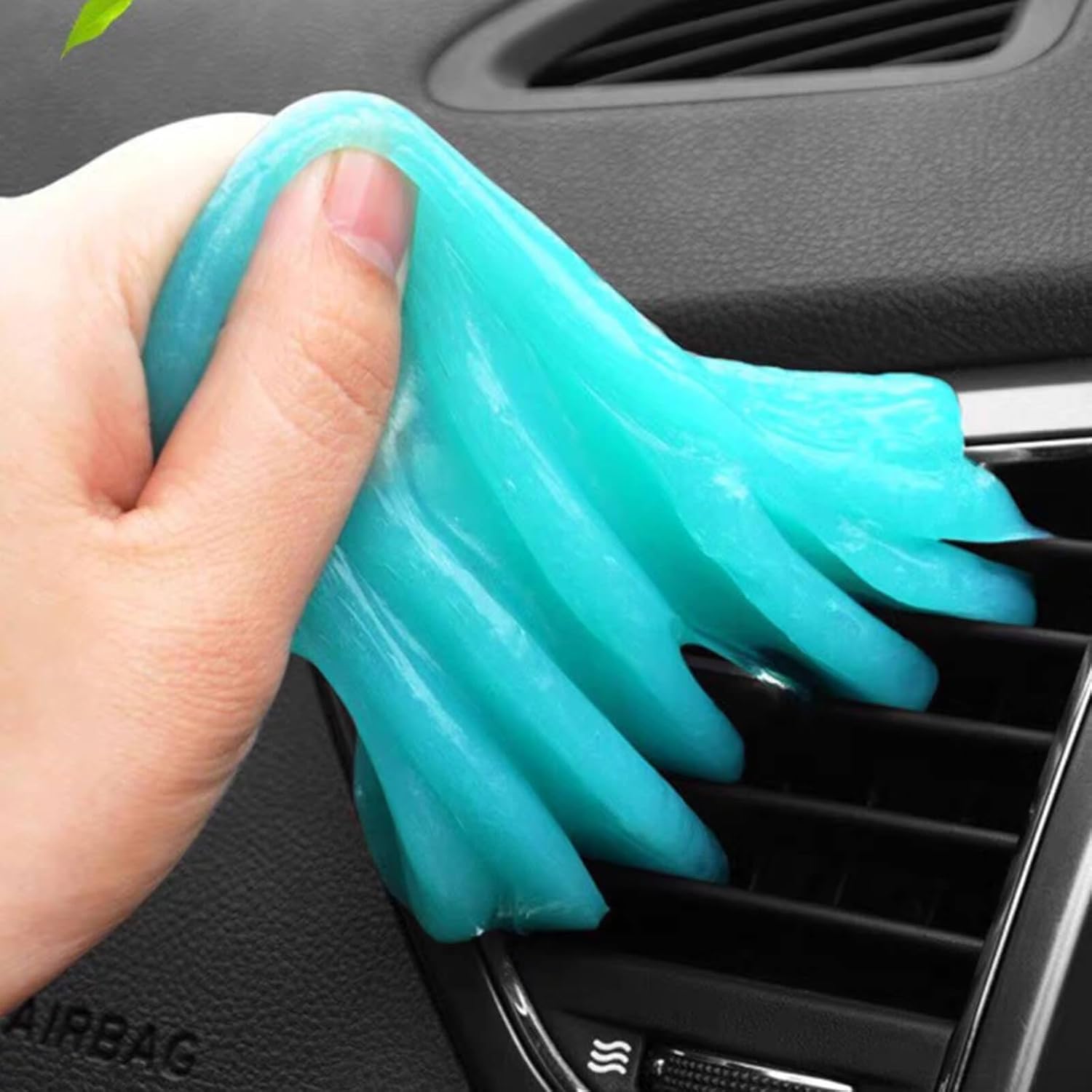 Organizador de espacio para asiento de automóvil con gel limpiador, organizador de cuero ajustable para asiento delantero con 2 orificios para cable