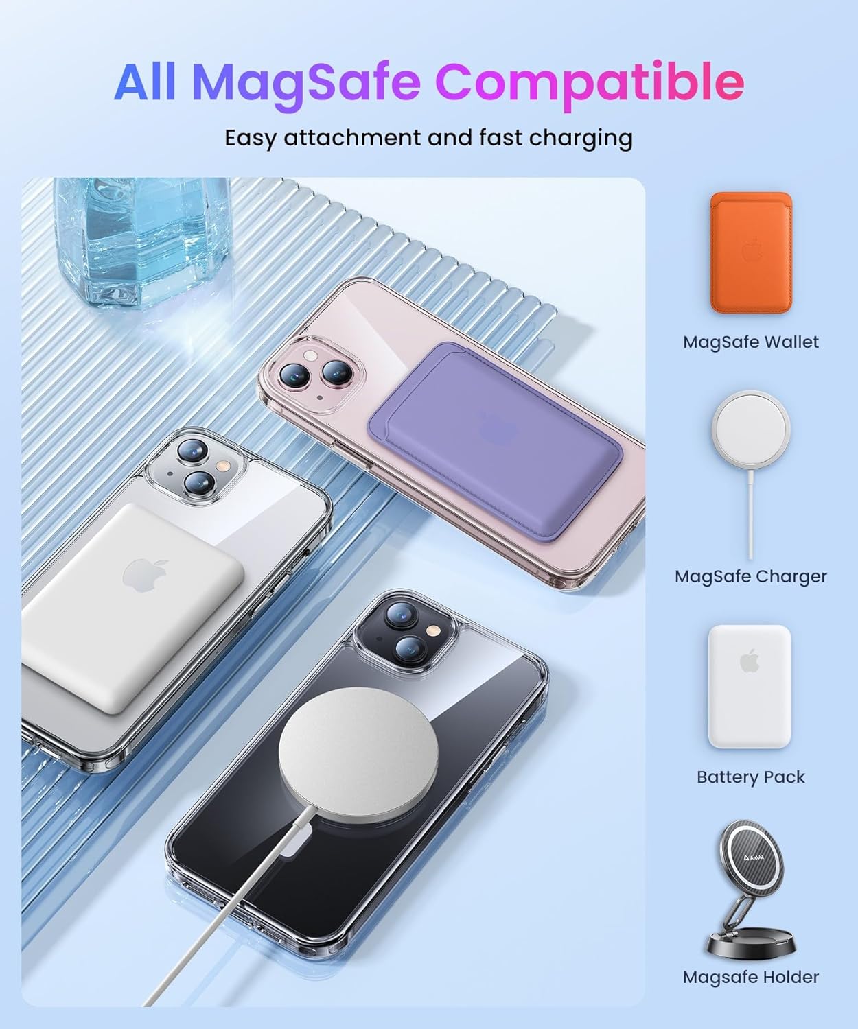 Danmus Funda magnética para iPhone 15 Plus compatible con MagSafe no amarillenta protección militar contra caídas con soporte de anillo de 360 para