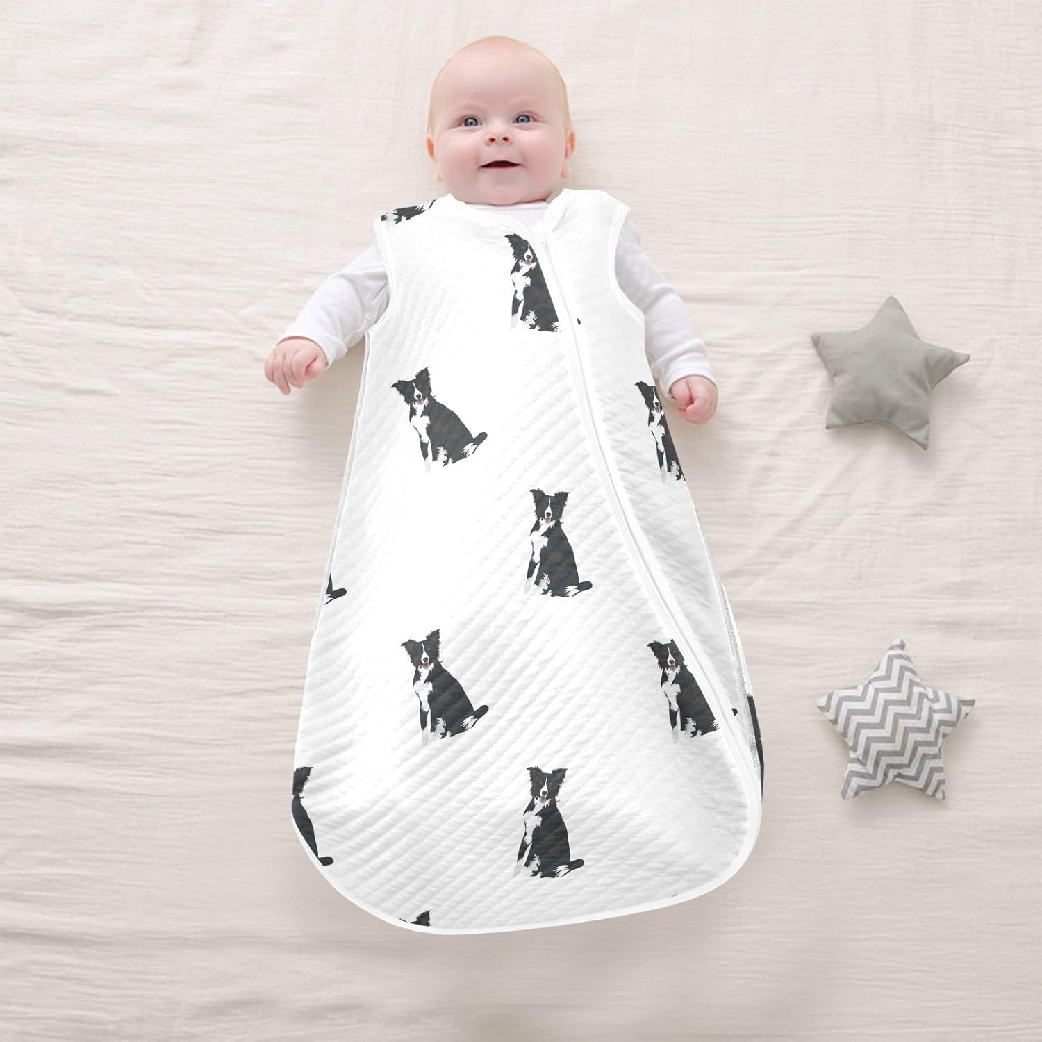 vvfelixl Baby Sleep Sack for 6-12 Months Border Collie Dog Baby Wearable Blanket Zipper Swaddle Transition Sleeping Bag for Infant Baby Sleep Suit