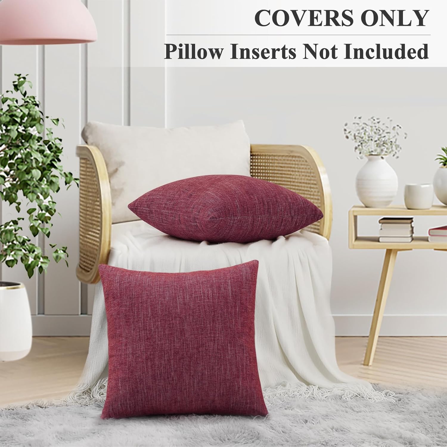decorUhome – Juego de 2 fundas de almohada lumbar decorativas, de felpilla, rústicas, cuadradas y suaves, para sillón, sofá y cama, 12 x 20pulgadas,