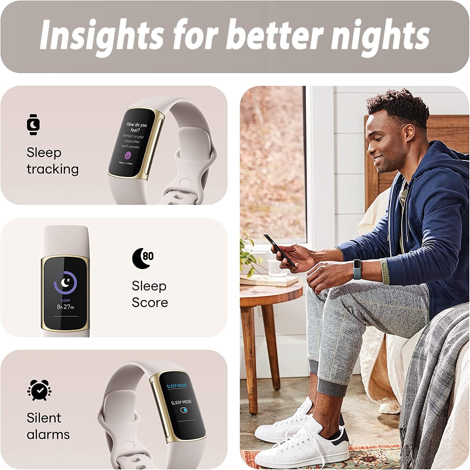 Fitbit Charge 5 Advanced Fitness & Health Tracker (blanco) con GPS integrado, herramientas de gestión de estrés, paquete con 2 correas de reloj,