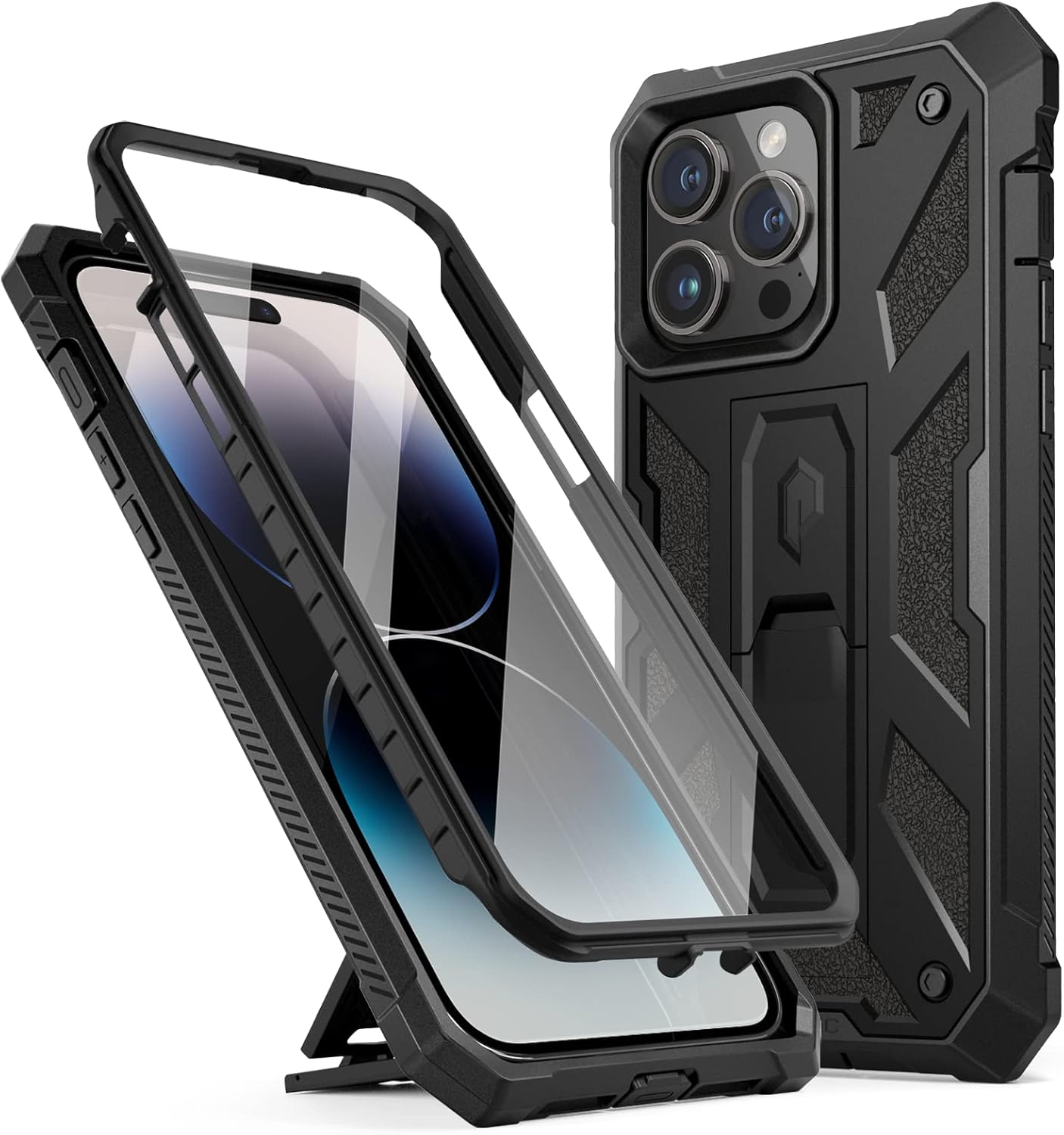 Poetic Funda compatible con iPhone 14 Pro Max, funda Spartan para iPhone 14 Pro Max, funda protectora de cuerpo completo con textura de cuero