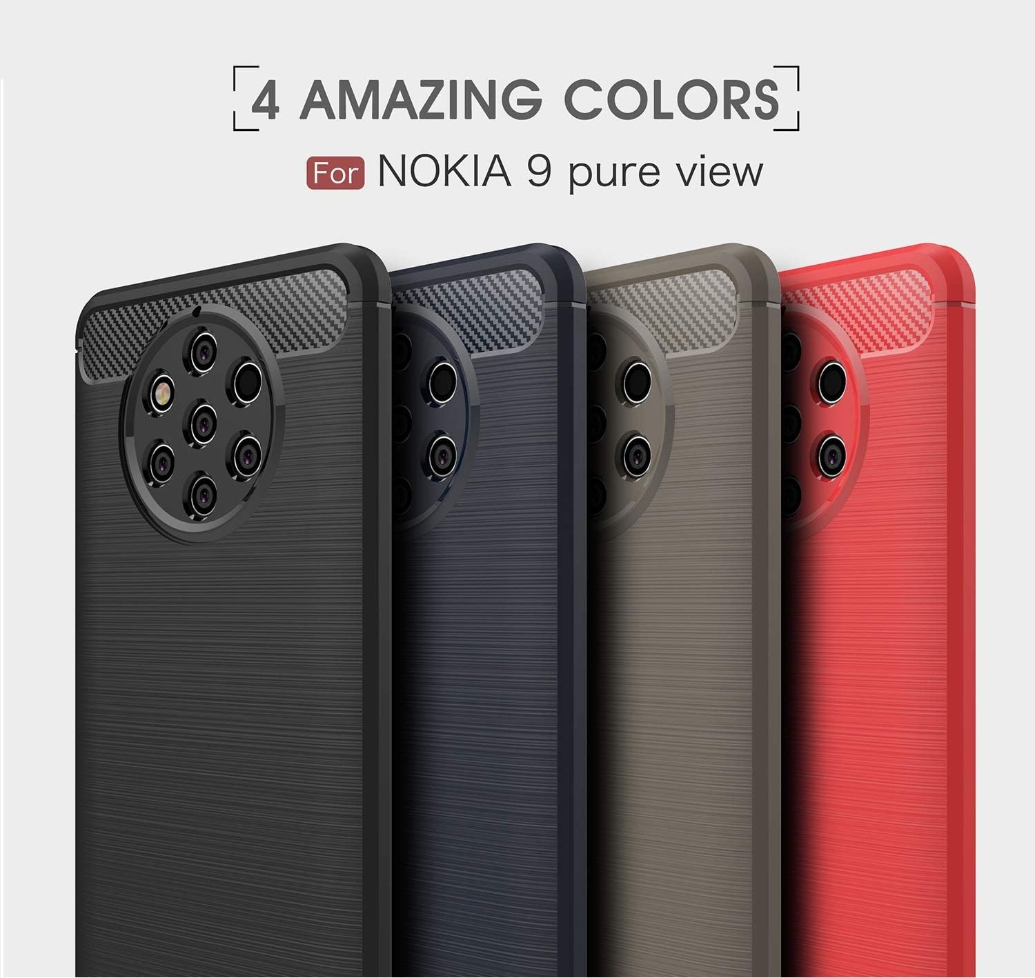 CruzerLite Funda compatible con Nokia 9 PureView de fibra de carbono, absorción de golpes, delgada, compatible con teléfono celular, Nokia 9
