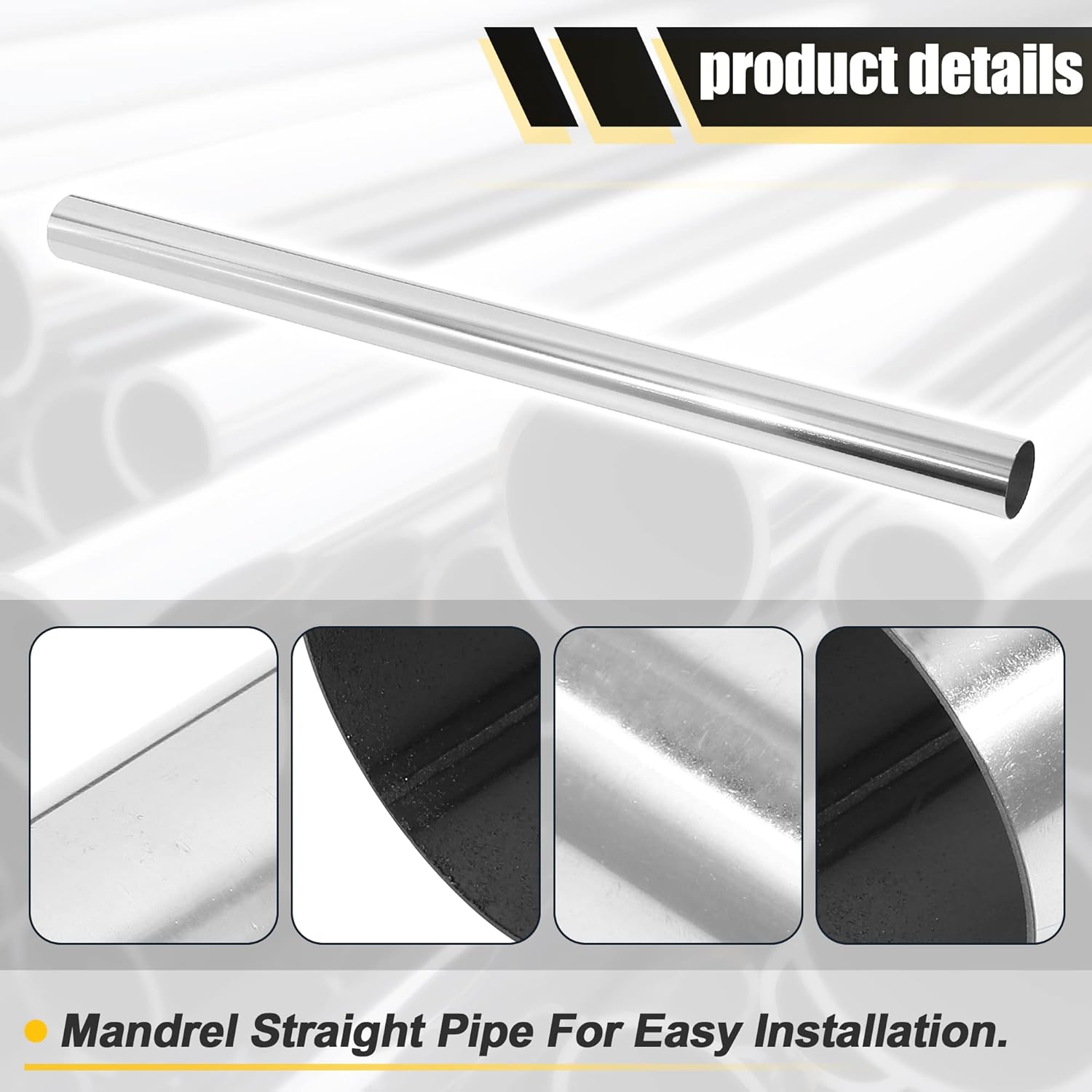 X AUTOHAUX 2 unids recto 2 “OD 30” longitud DIY mandril tubo de escape 2 pulgadas tubo tubo T304 acero inoxidable ajuste universal