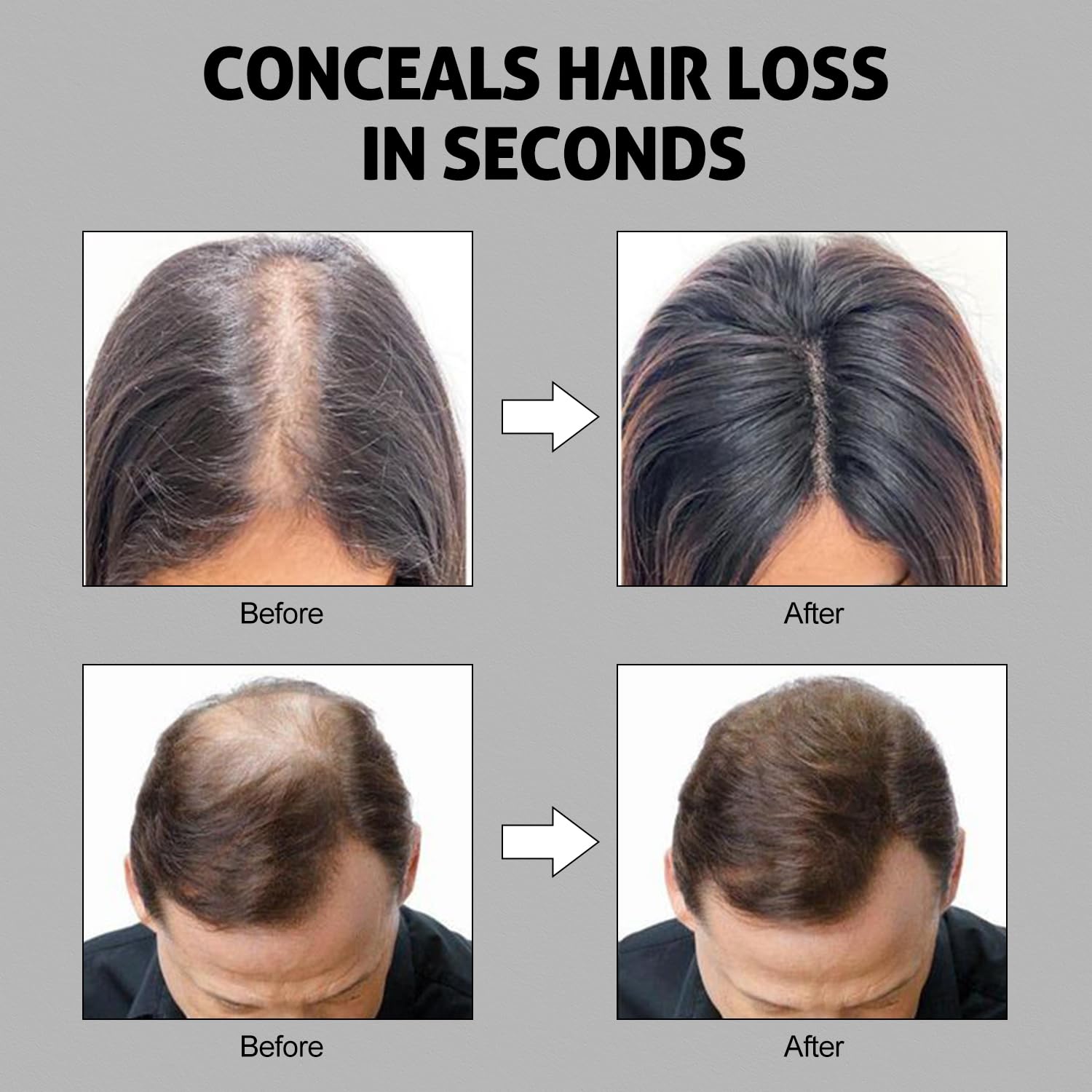 Fibras de construcción del cabello para adelgazar el cabello, 0.97 oz, color gris, oculta la pérdida de cabello al instante, aspecto más grueso y