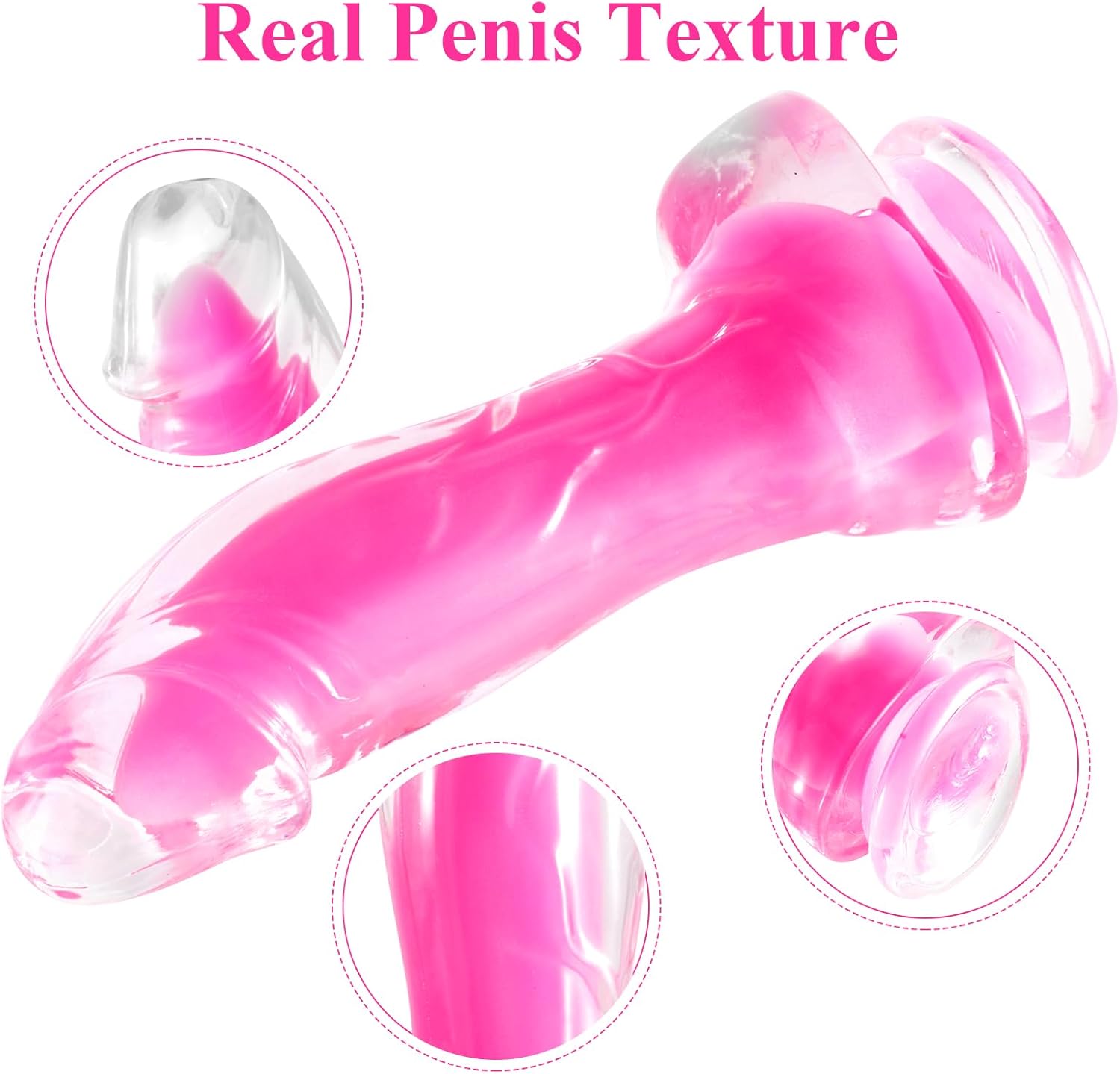 Consolador realista suave de 7.1 pulgadas para principiantes, consoladores luminosos realistas con potente ventosa para jugar con manos libres, pene