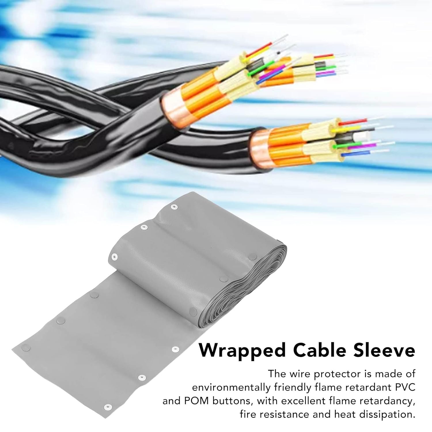 Cable Protector, PVC and POM Flame Retardant Cable Protector Reusable Fire Resistance Heat Dissipation Easy to Remove for Industrial Robots (5M)