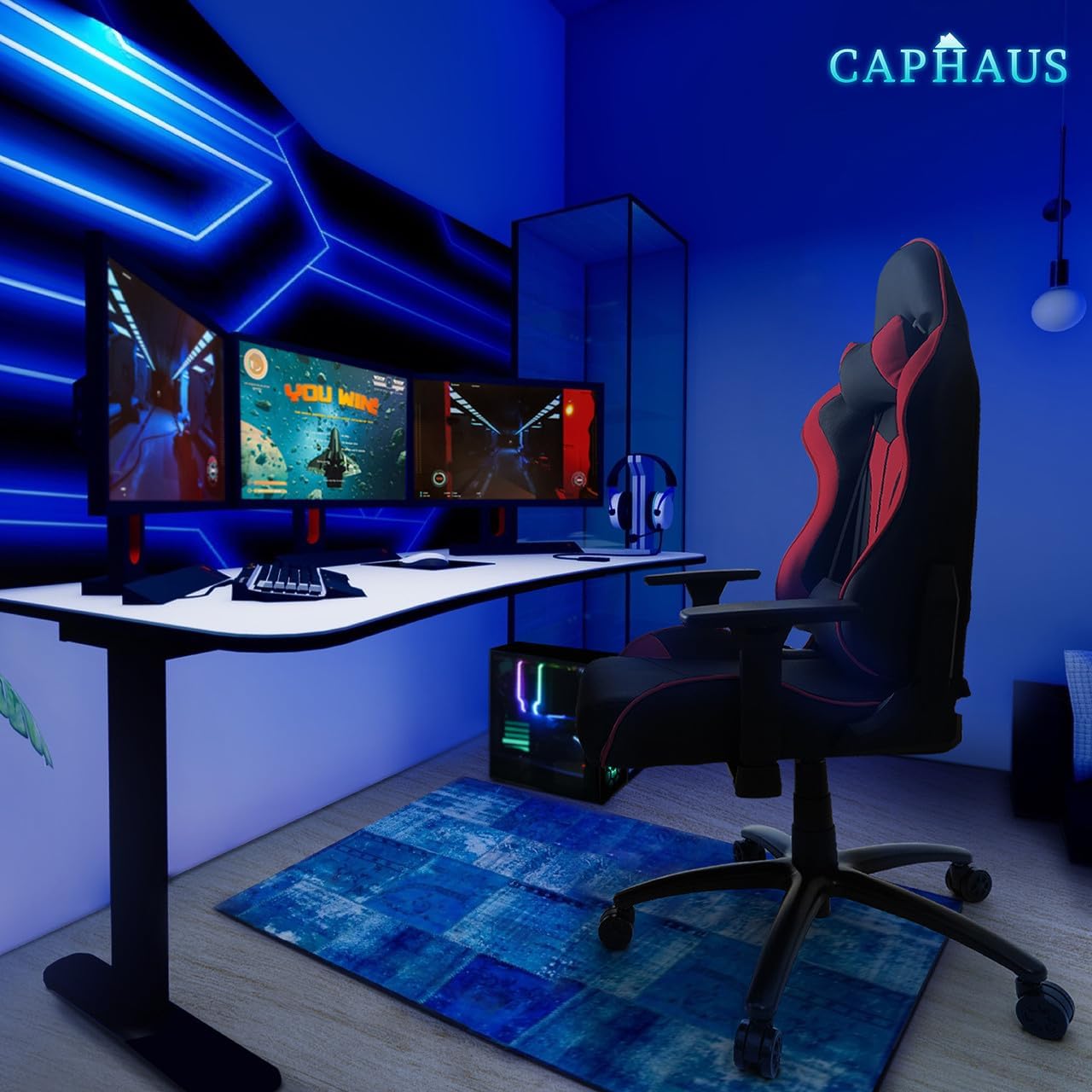 CAPHAUS Silla para juegos de grado comercial, cilindro mejorado y reposabrazos 3D, Silla ergonómica de videojuegos, Silla de oficina de altura