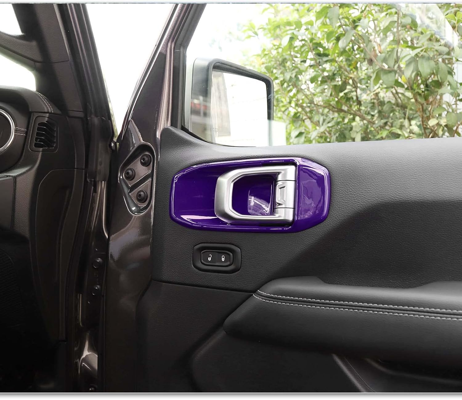 Cubierta interior para manija de puerta compatible con Jeep Wrangler JL 2018-2022 de 4 puertas (morado)
