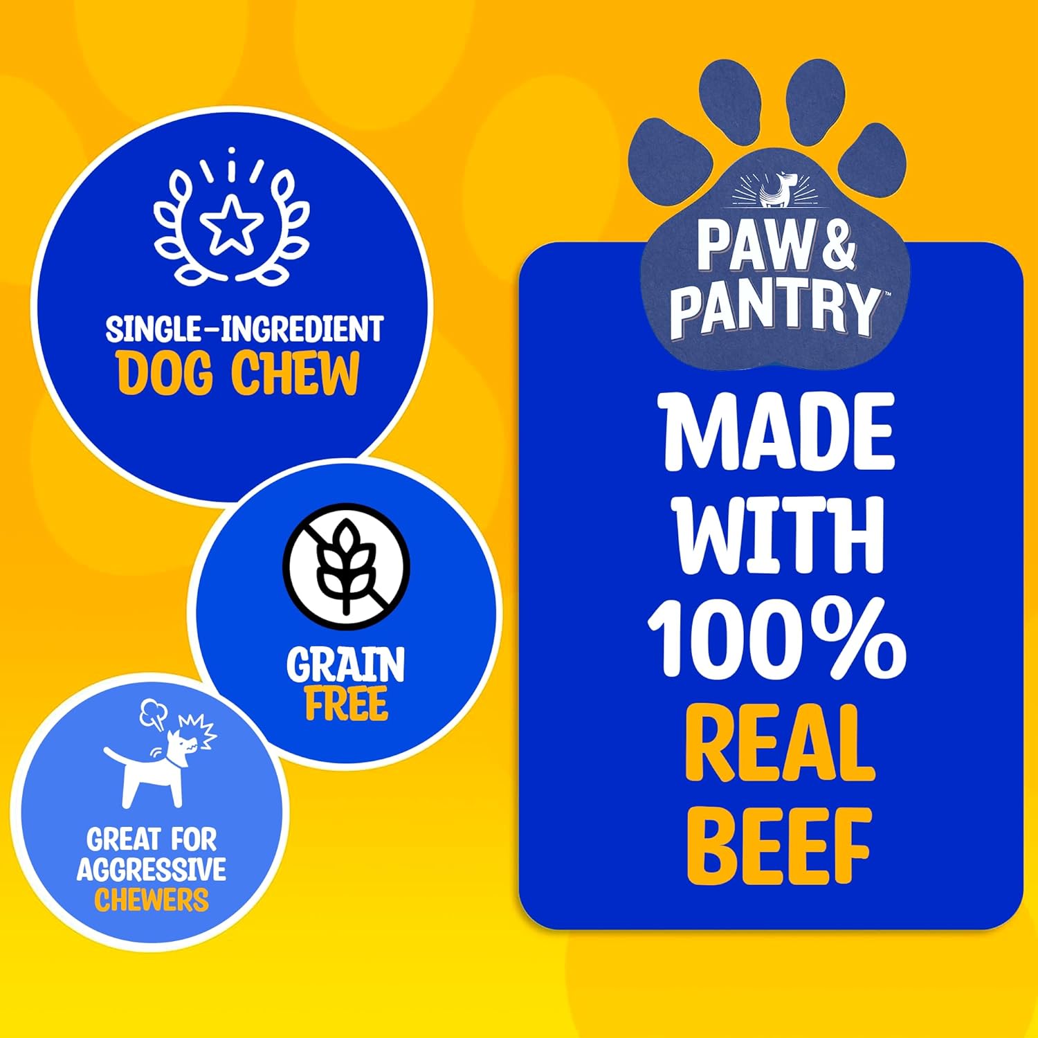 Paw & Pantry Rollos de mejillas de res totalmente naturales de 5 pulgadas para perros (paquete de 20) mejillas de res para perros, rollos de