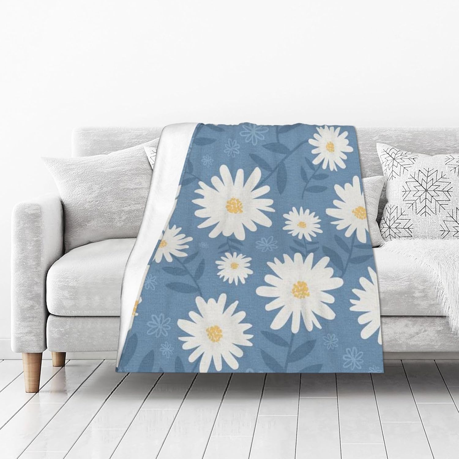 AFHYZY Manta de margaritas para mujer, suave manta de forro polar de verano, lavable, manta ligera de viaje para sofá, cama, sillón durante todas