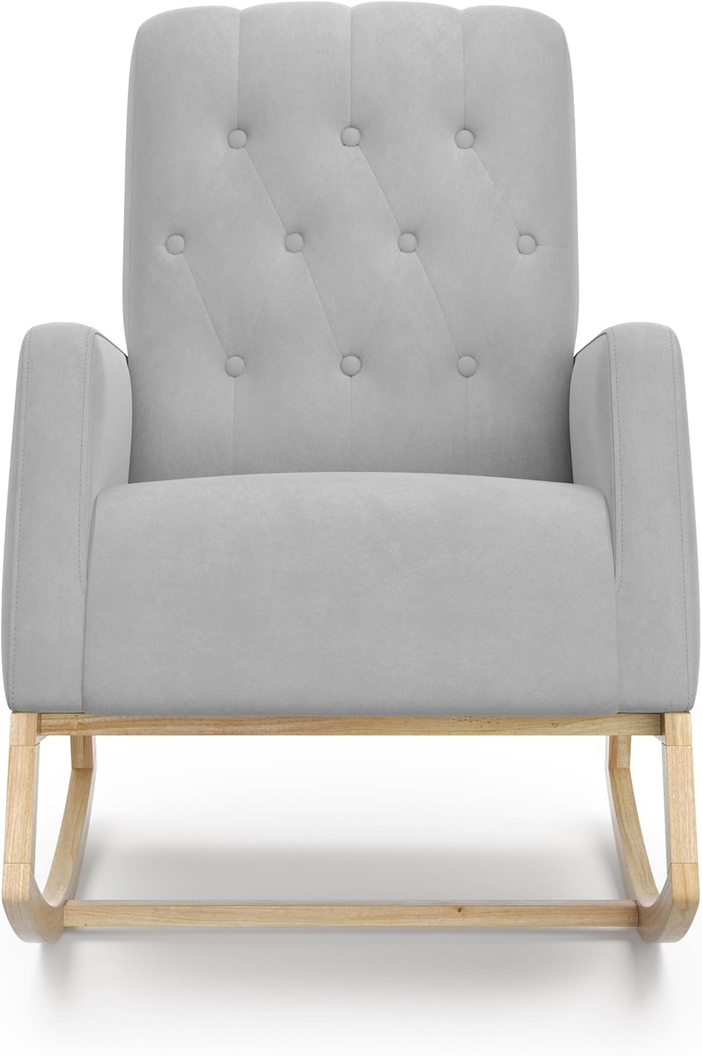 Storkcraft Northern Lights – Mecedora tapizada con botones para guardería, mecedora suave, base de madera maciza