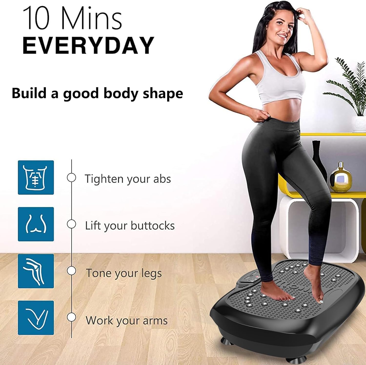 Máquina de ejercicios con placa de vibración, plataforma de vibración de entrenamiento de cuerpo entero, máquina de drenaje linfático para pérdida
