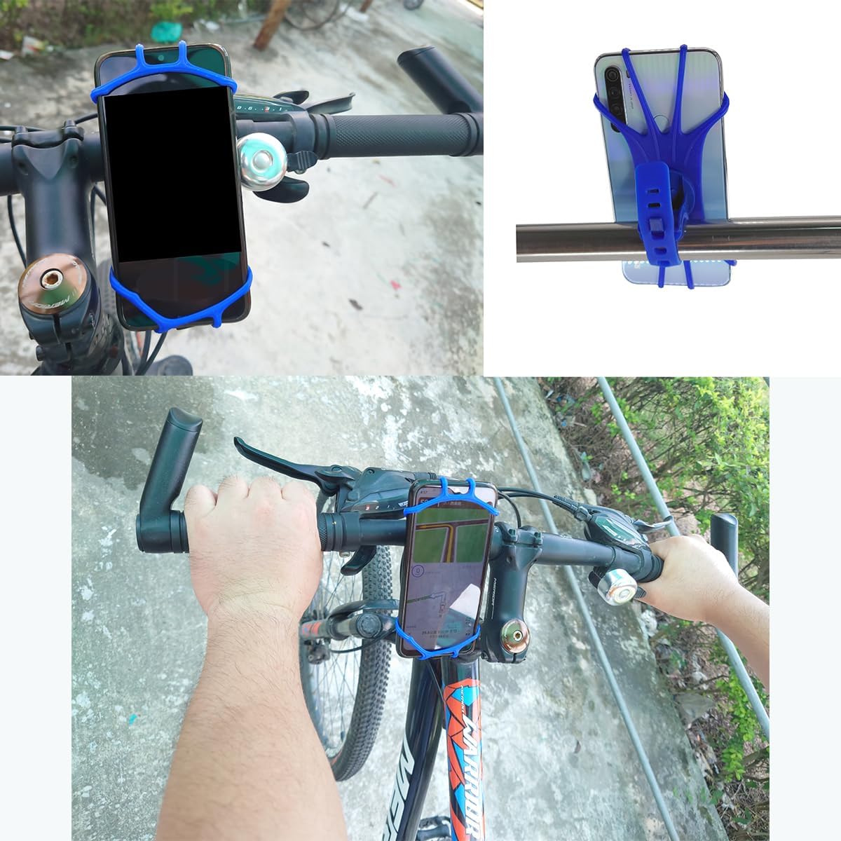 Soporte de teléfono para bicicleta, accesorios universales de silicona para teléfono celular, rotación de 360, compatible con iPhone 1211 Pro Max XS