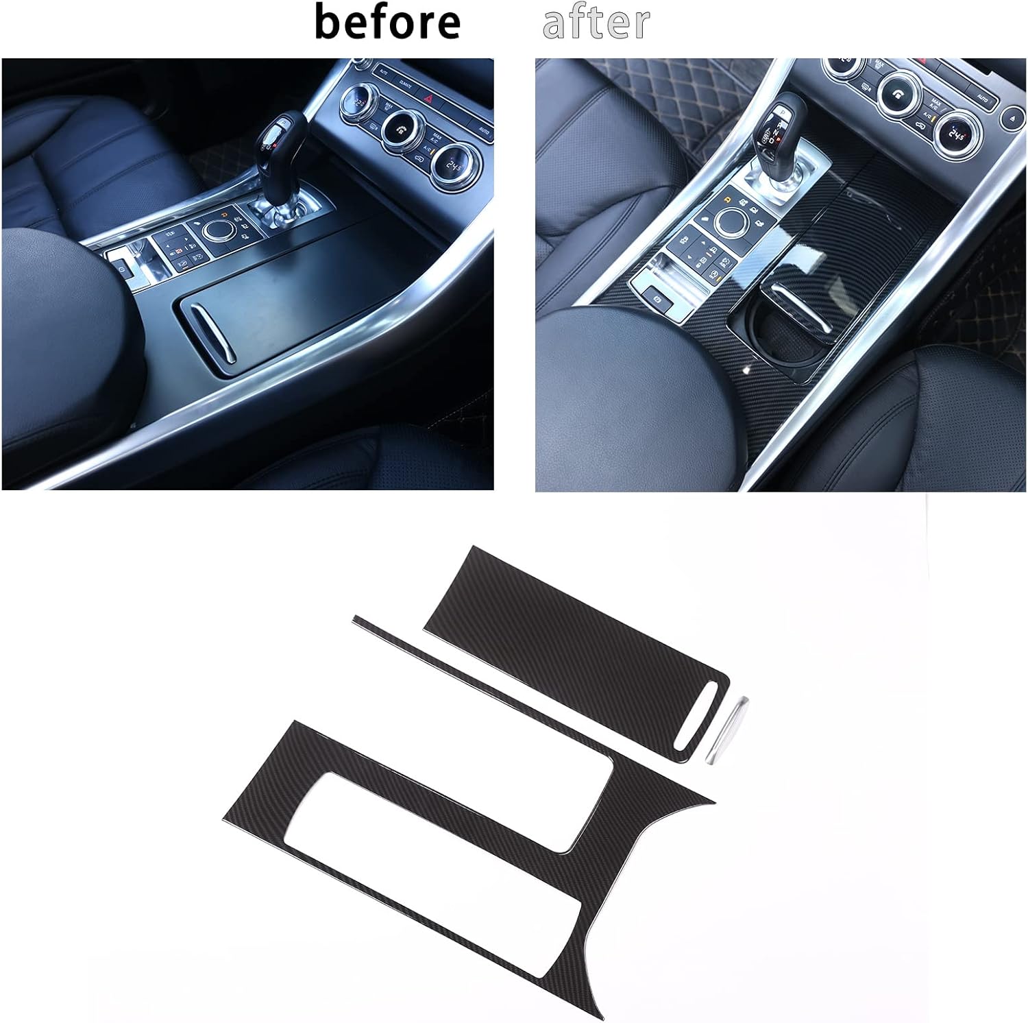 ABS estilo fibra de carbono plástico consola central panel cubierta marco 3 piezas para Land Rover Range Rover Sport 2014-2017 mano izquierda