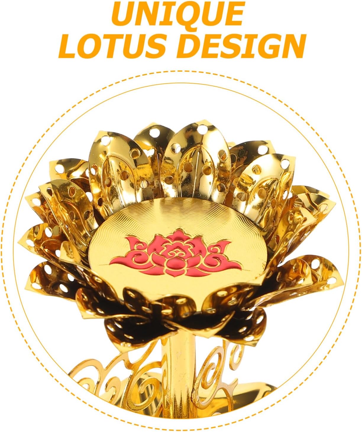 FOMIYES Decoración dorada 2 unids Lotus Tealight Candelabro Diwali Votivo Portavelas Religioso Flor de Loto Forma de Té Candelabro Soporte