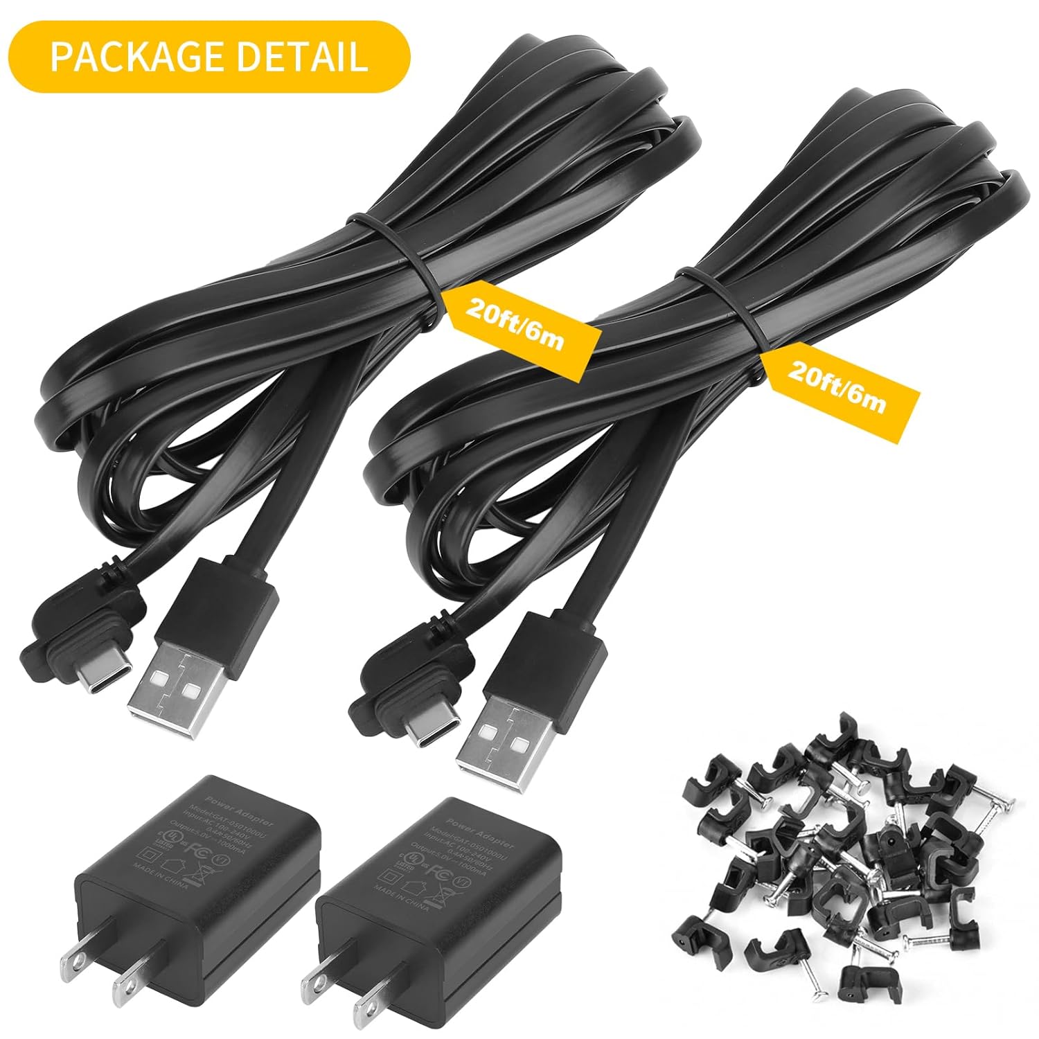 iTODOS Paquete de 2 cables de alimentación y adaptadores de 20 pies compatibles con Blink Outdoor 4 (4. generación), resistente a la intemperie al
