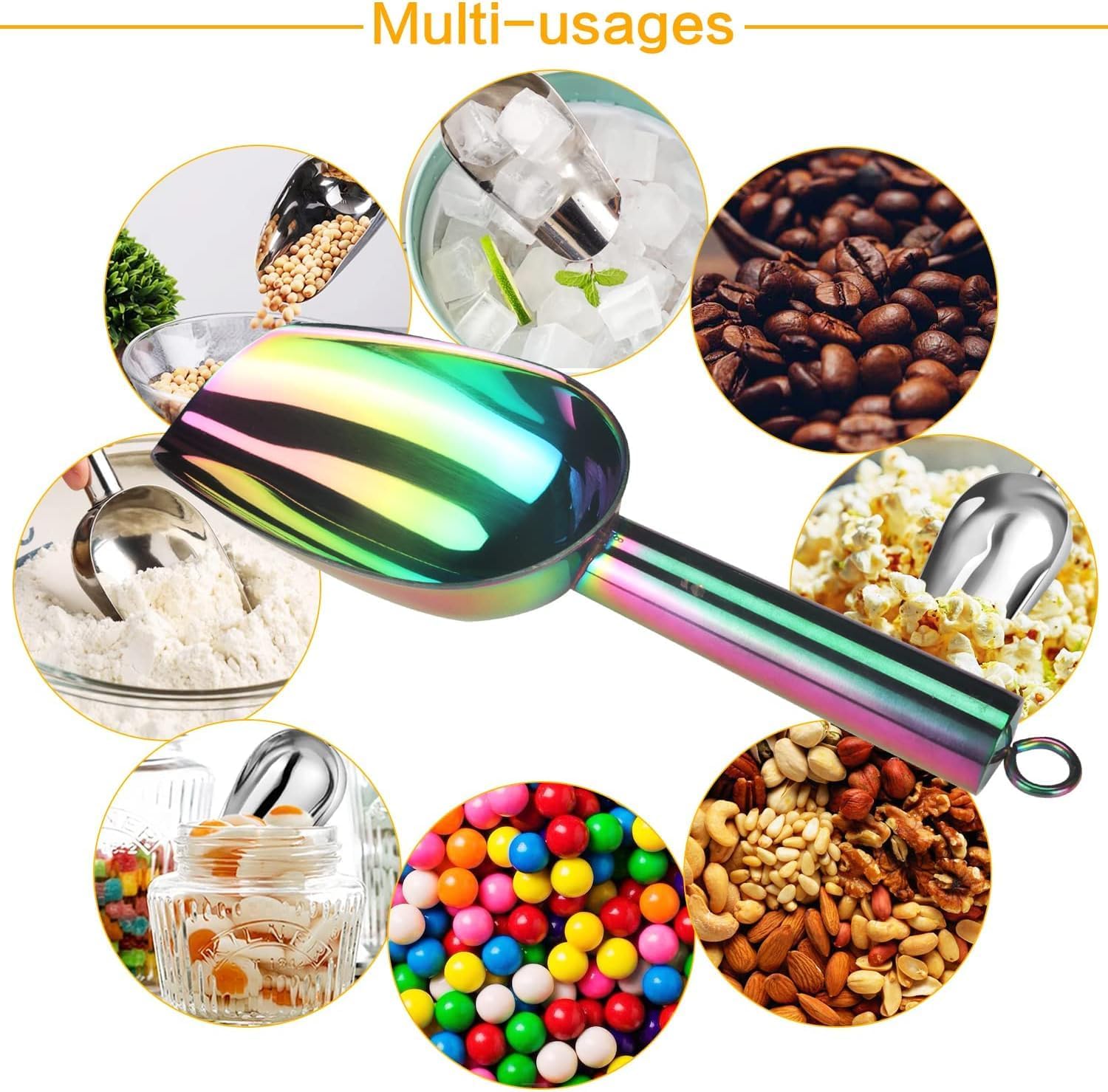 2 cucharas de hielo de metal para congelador, 3 onzas, utensilios de cocina pequeños, multiusos para cucharas de galletas, palomitas, cuchara de