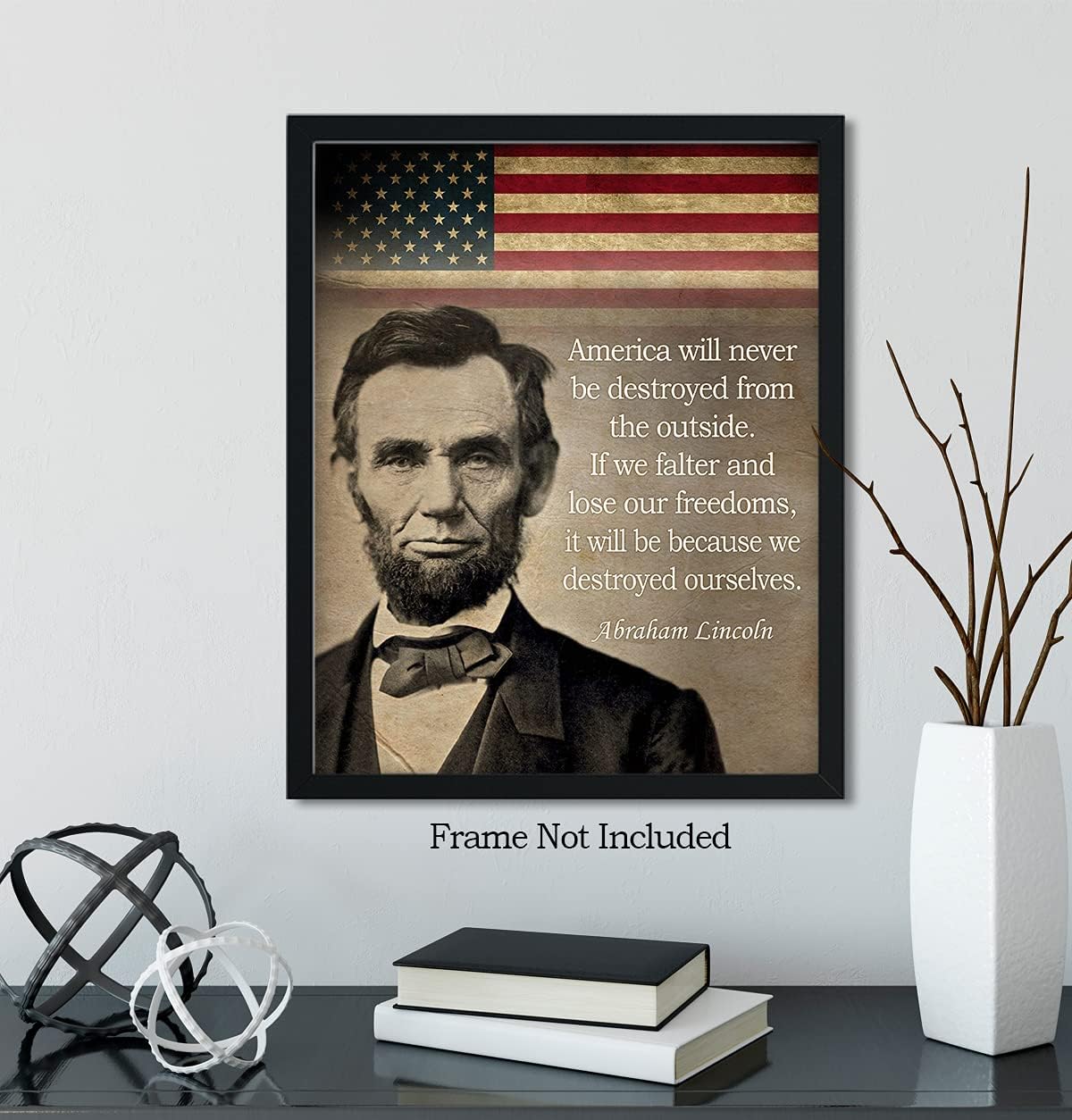Govivo Cita histórica de Abraham Lincoln – Impresión artística de decoración de pared del presidente patriótico estadounidense – ilustraciones sin