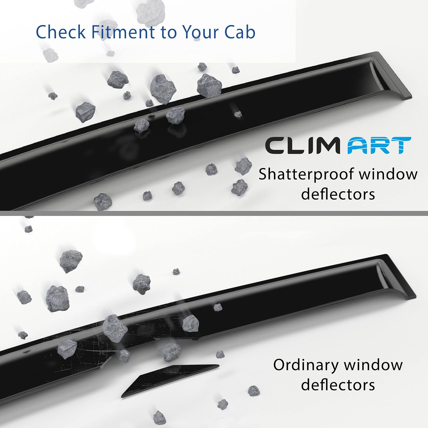 CLIM ART Protectores de lluvia increíblemente duraderos para 150 SuperCab 2004-2014, deflectores de ventana con cinta, deflector de ventilación,