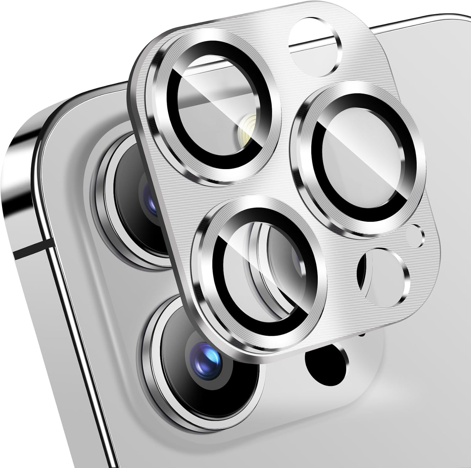 QHOHQ Paquete de 3 protectores de lente de cámara para iPhone 15 Pro MaxiPhone 15 Pro, cubierta de cámara de una pieza de aleación de zinc, versión