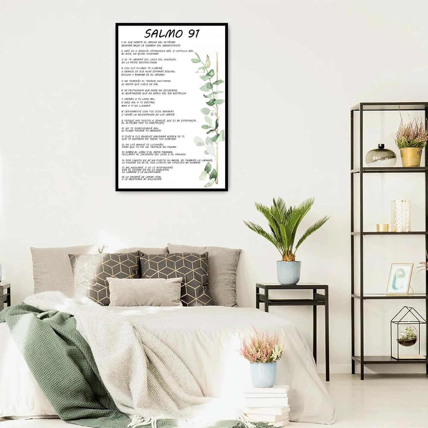 Salmo 91 En Español Para Pared Versículo de la Biblia Arte de Pared Escritura Escritura Enmarcado Salmo bíblico 91 Pintura en lienzo Sala de oración