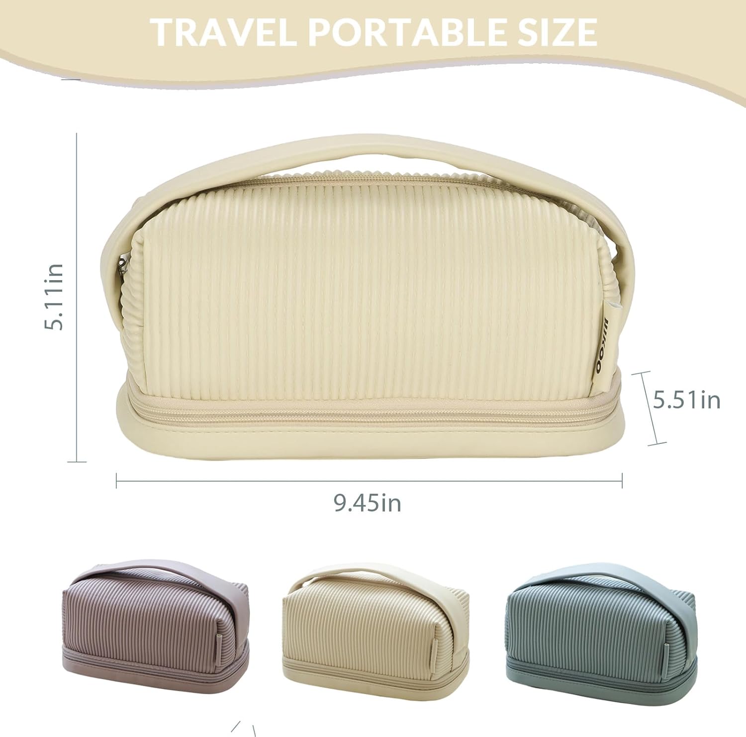 Bolsa de maquillaje de doble capa, beige (A-Beige)