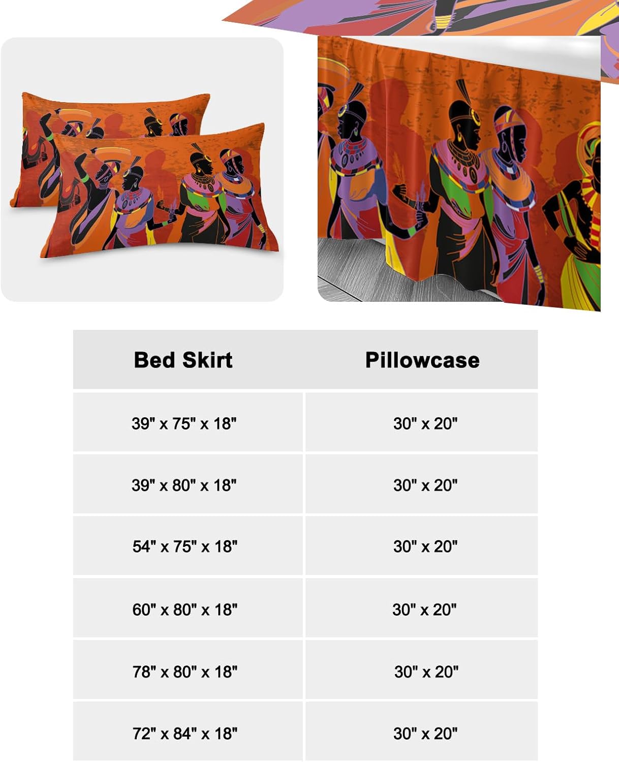 Faldas de cama plisadas envolventes para mujeres africanas para cama matrimonial de 54 x 75 pulgadas, falda de cama decorativa con volantes de