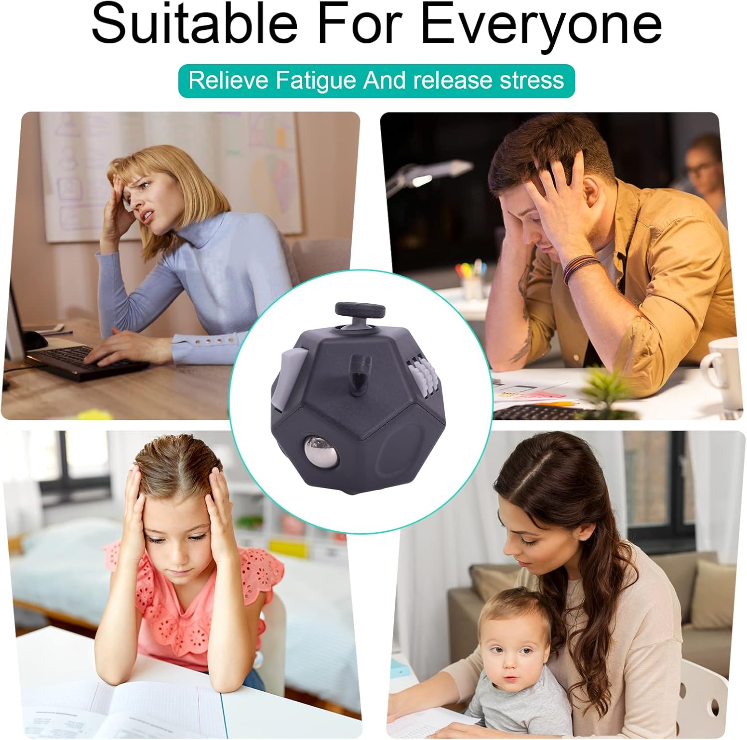 Mini juguetes sensoriales para ansiedad, 12 caras, para aliviar el estrés y la ansiedad y la depresión para niños y adultos con TDA, TDAH, TOC,