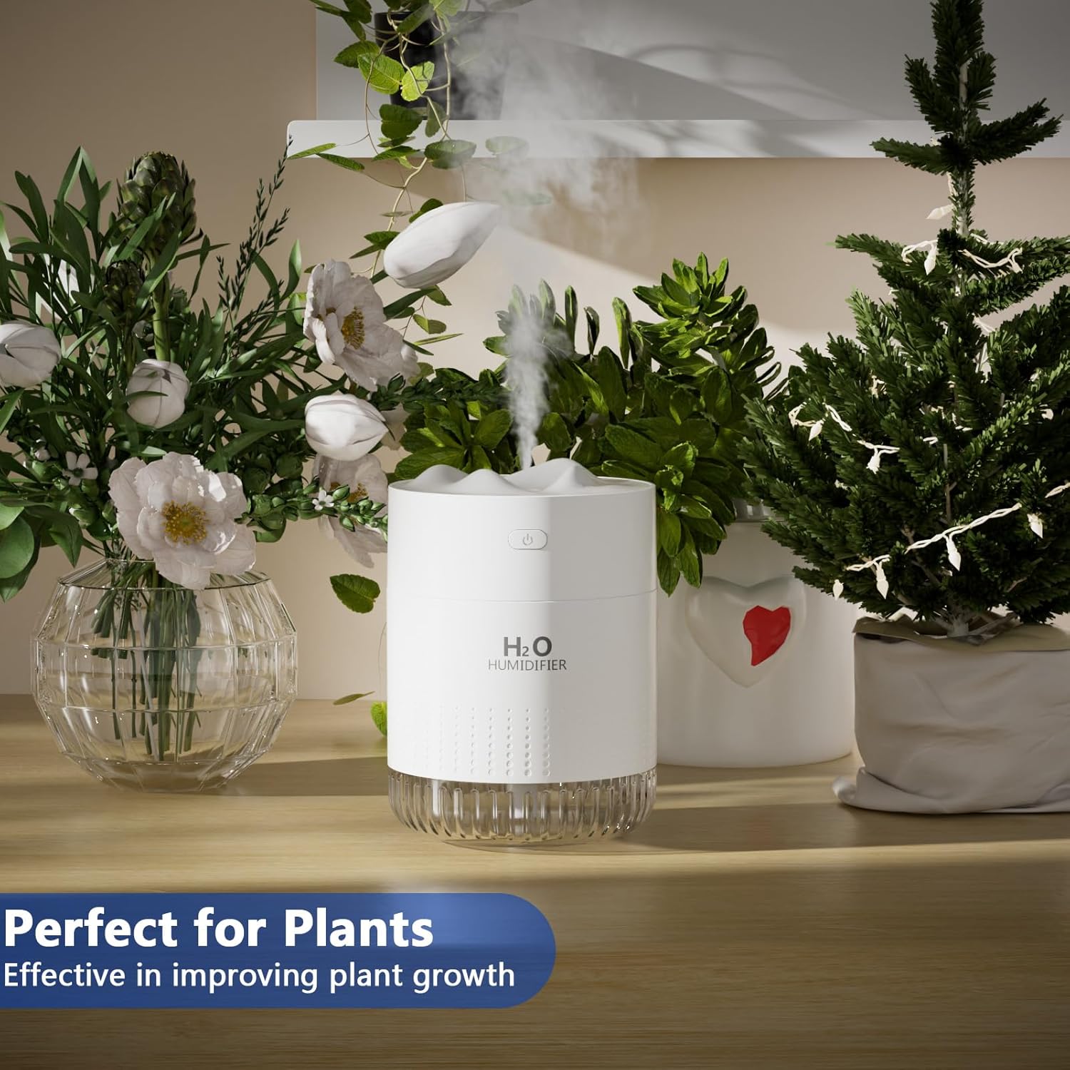 HOTLIFE Mini humidificador portátil, pequeño humidificador de plantas de niebla fría, humidificador personal recargable de escritorio para