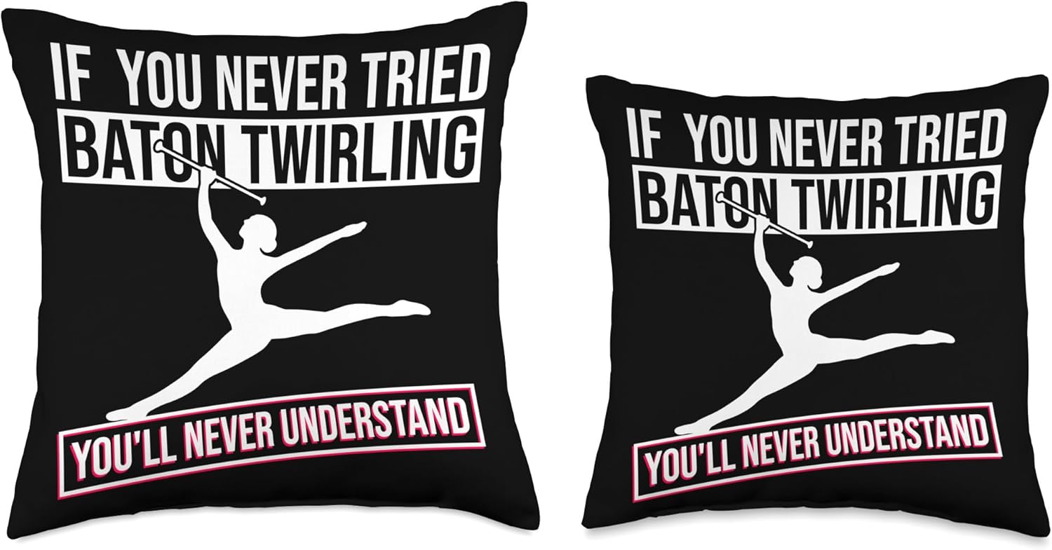 Baton Twirling & Majorette Dance Designs Baton Twirler Design for Majorette Cheerleader Throw Pillow, 18×18, Multicolor