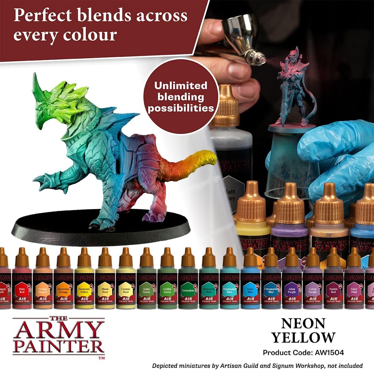 The Army Painter Warpaint Air Fluorescent Neon Yellow – Pintura acrílica no tóxica a base de agua muy pigmentada para juegos de rol de mesa, juegos