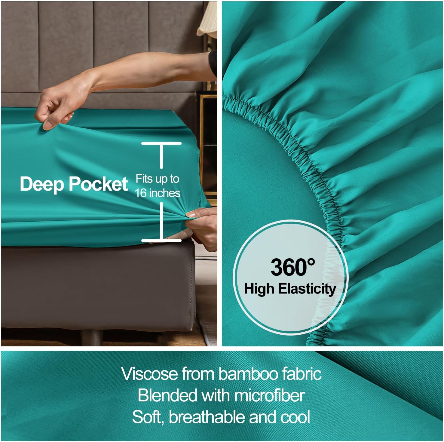 MCO Bedding Full Bed Sheets Set – Rayon Derived from Bamboo Sheets – Cooling Breathable Bedding Set with 16″ Deep Pocket Design (6 Pieces, Full,