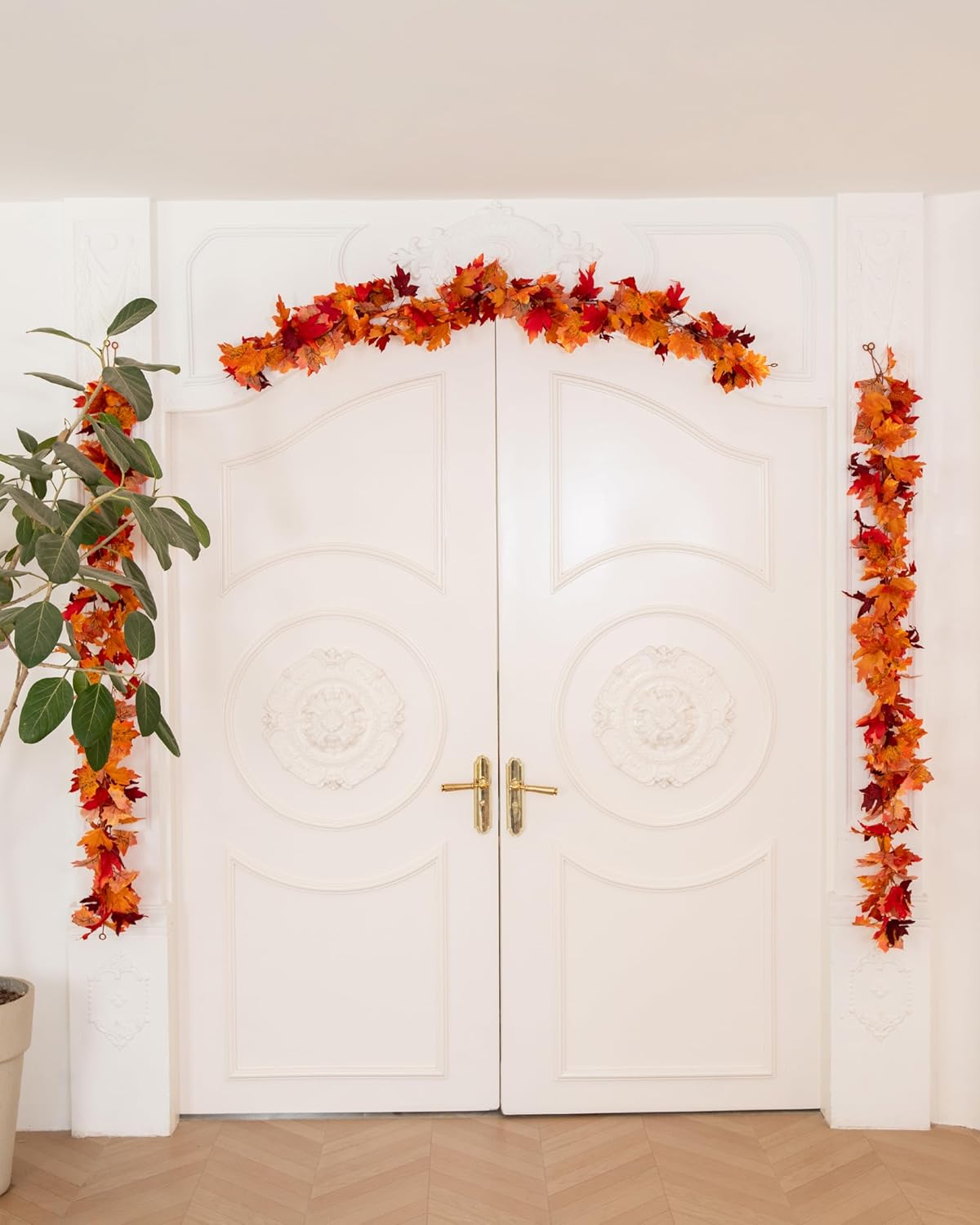 DuHouse Paquete de 7 guirnaldas de hojas de arce de otoño de 6 pies, guirnalda artificial de otoño con hojas de otoño para Halloween, Acción de