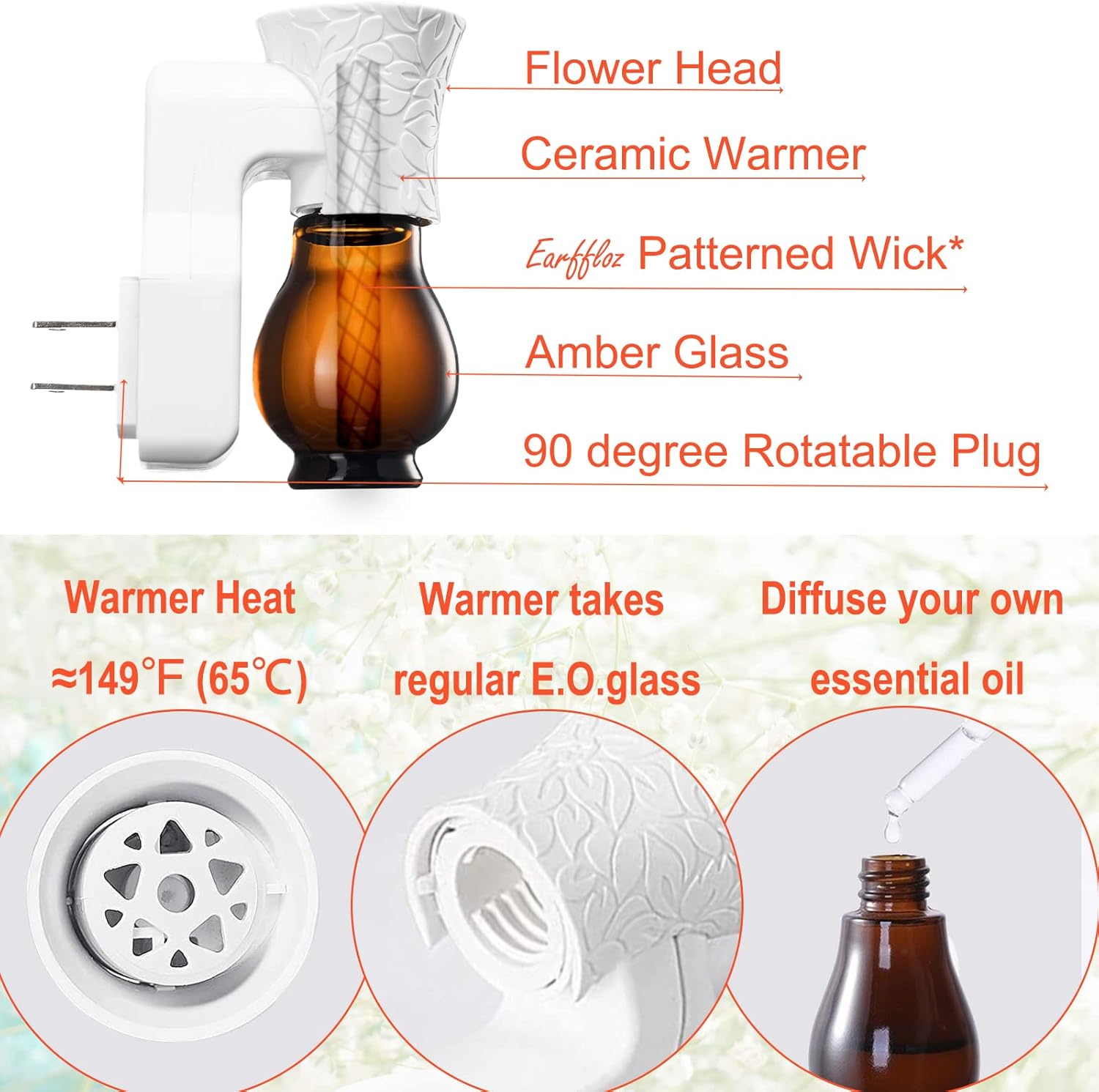 Difusor de aceite esencial enchufable para cocina con aceite (canela de otoño, 1 onza líquida), enchufe de pared natural, ambientador fuerte aroma