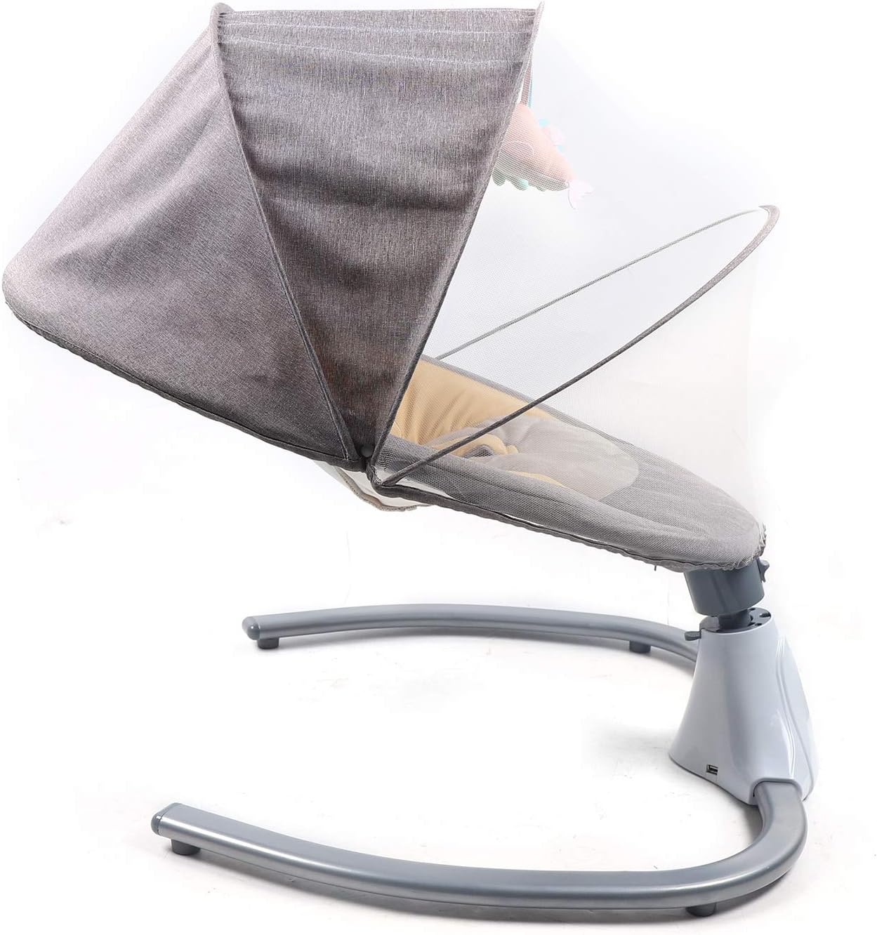 TFCFL Columpios de bebé para bebés, silla columpio plegable para bebé, 4 velocidades con altavoz de música, control remoto, red, juguetes colgantes,