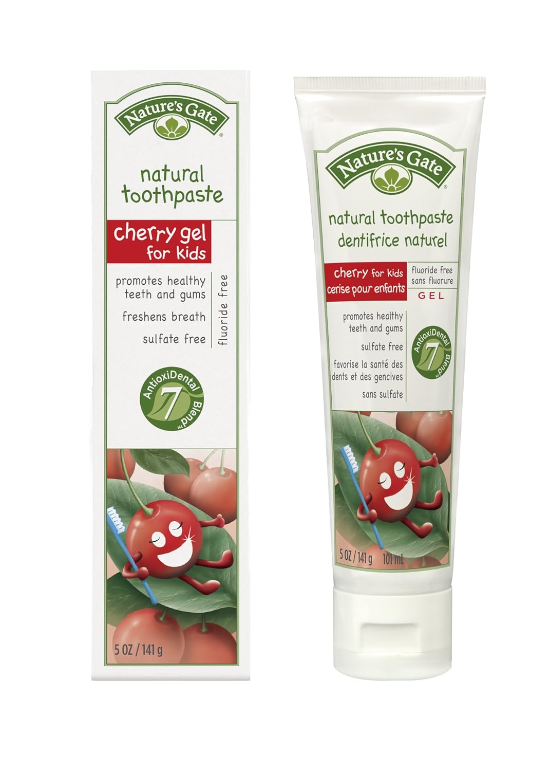 Nature’s Gate Pasta dental natural sin flúor, gel de cereza, 5 oz (141 g) (paquete de 4)