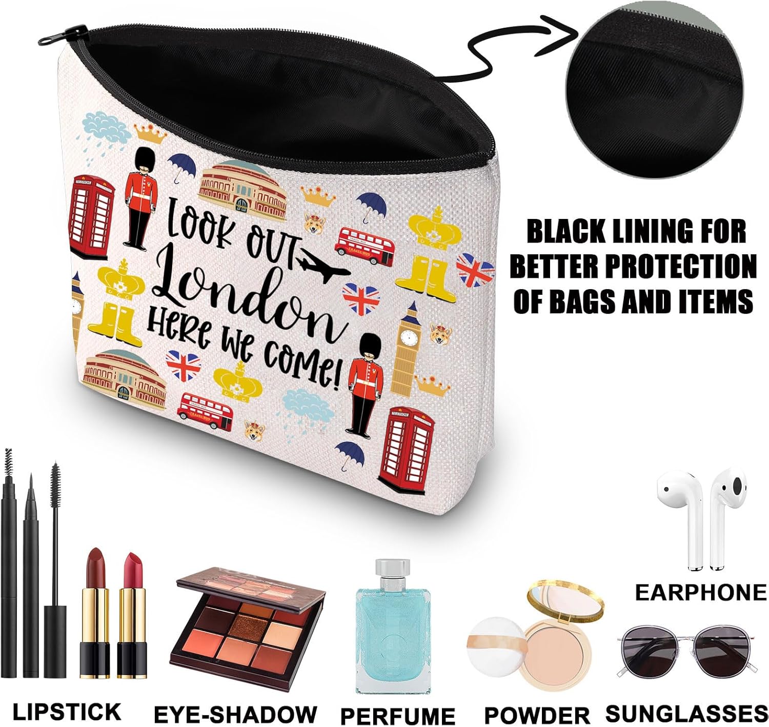 JNIAP London City Bolsa de maquillaje Londres Regalos de viaje Londres Bolsa de aseo Londres Bolsa de viaje Londres Bolsa de viaje Londres Bolsa de,