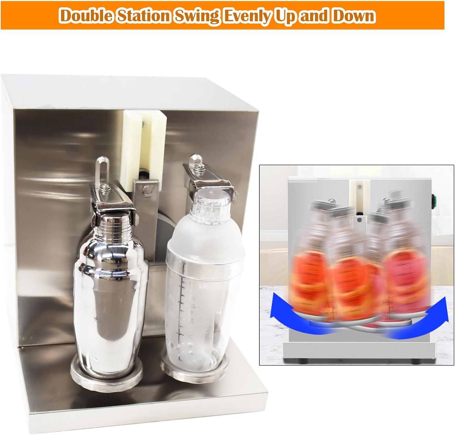 INTBUYING Bubble Boba Milk Tea Shaking Machine, acero inoxidable doble estación Auto Milk Tea Shaker, licuadora de mezcla de té de ordeño con 2