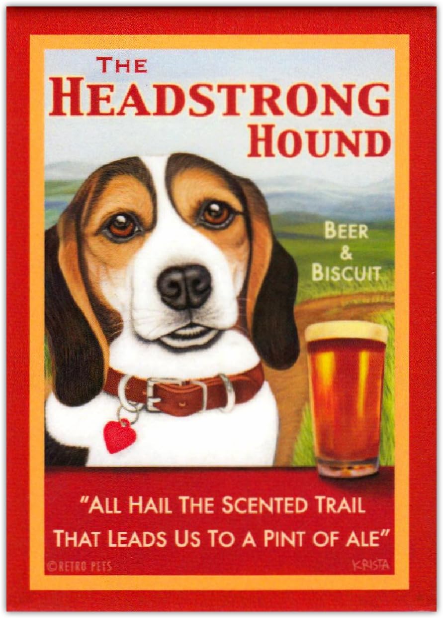 Imanes para refrigerador Retro Dogs – Beagle Ale Beer & Biscuit – Arte publicitario