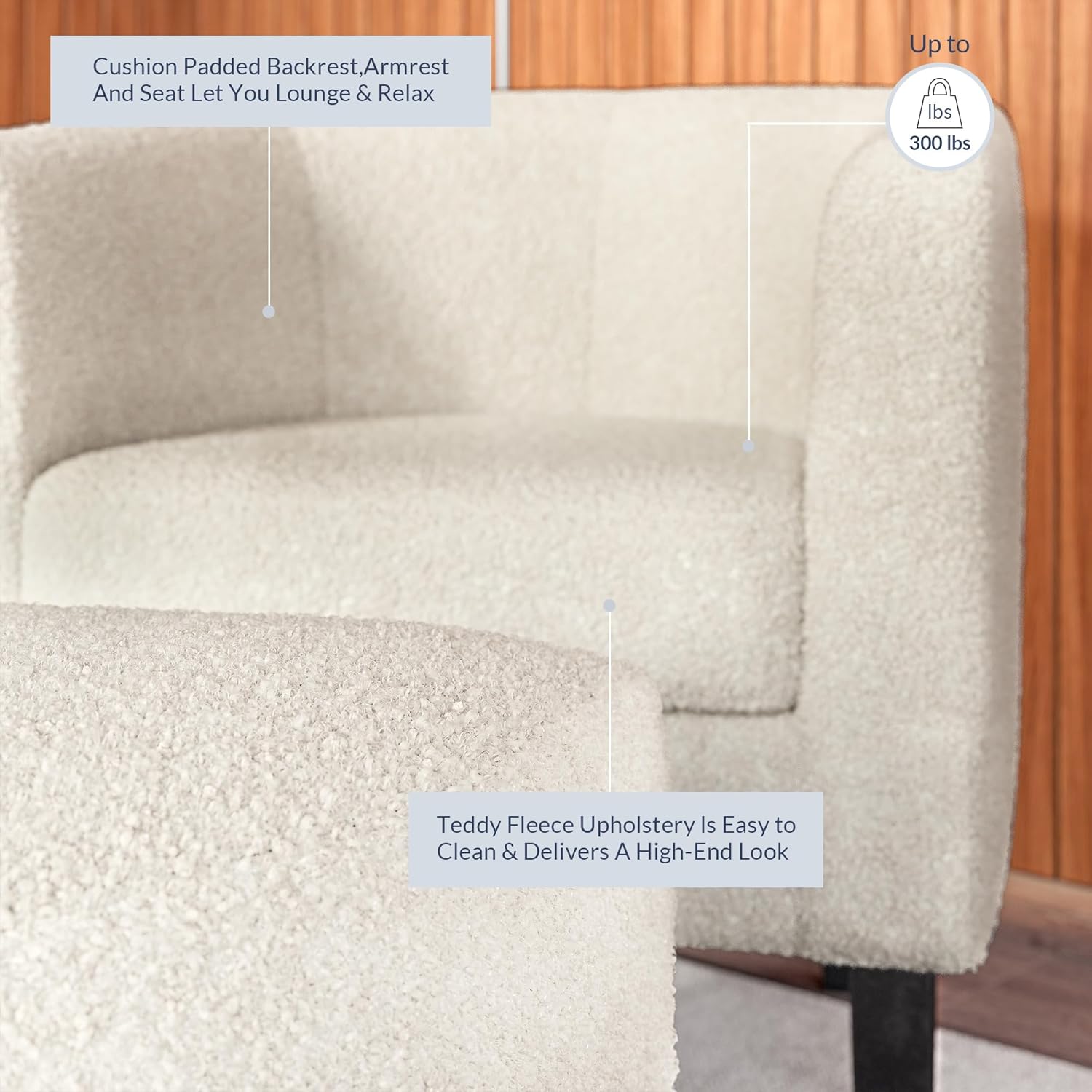 BELLEZE Lydia – Silla decorativa con otomana, silla de sala de estar con respaldo curvo, elegante juego de silla de club y reposapiés, silla de