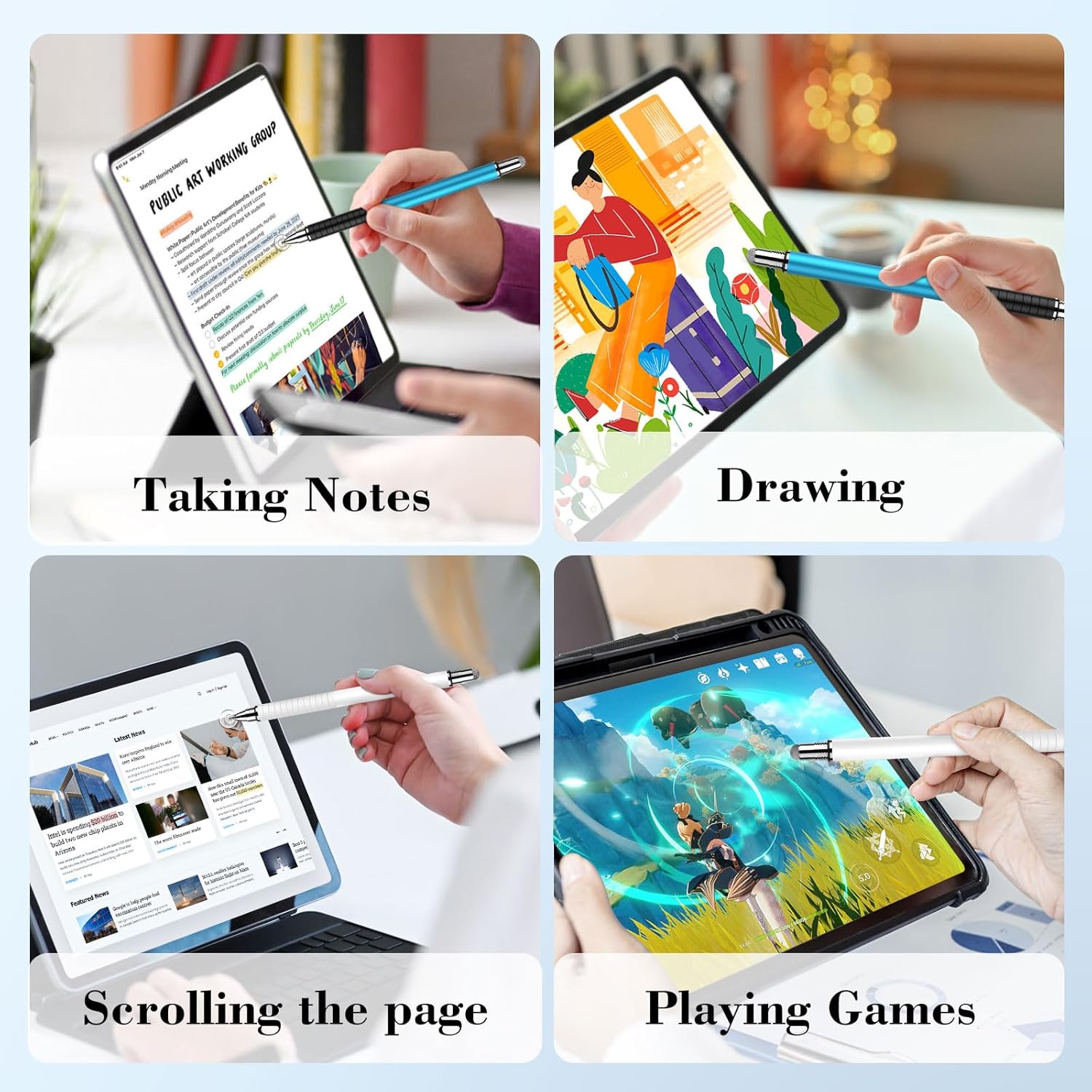 Mixoo Lápiz óptico para pantallas táctiles, paquete de 6, punta de disco y fibra, 2 en 1, lápiz capacitivo universal de alta sensibilidad para iPad,