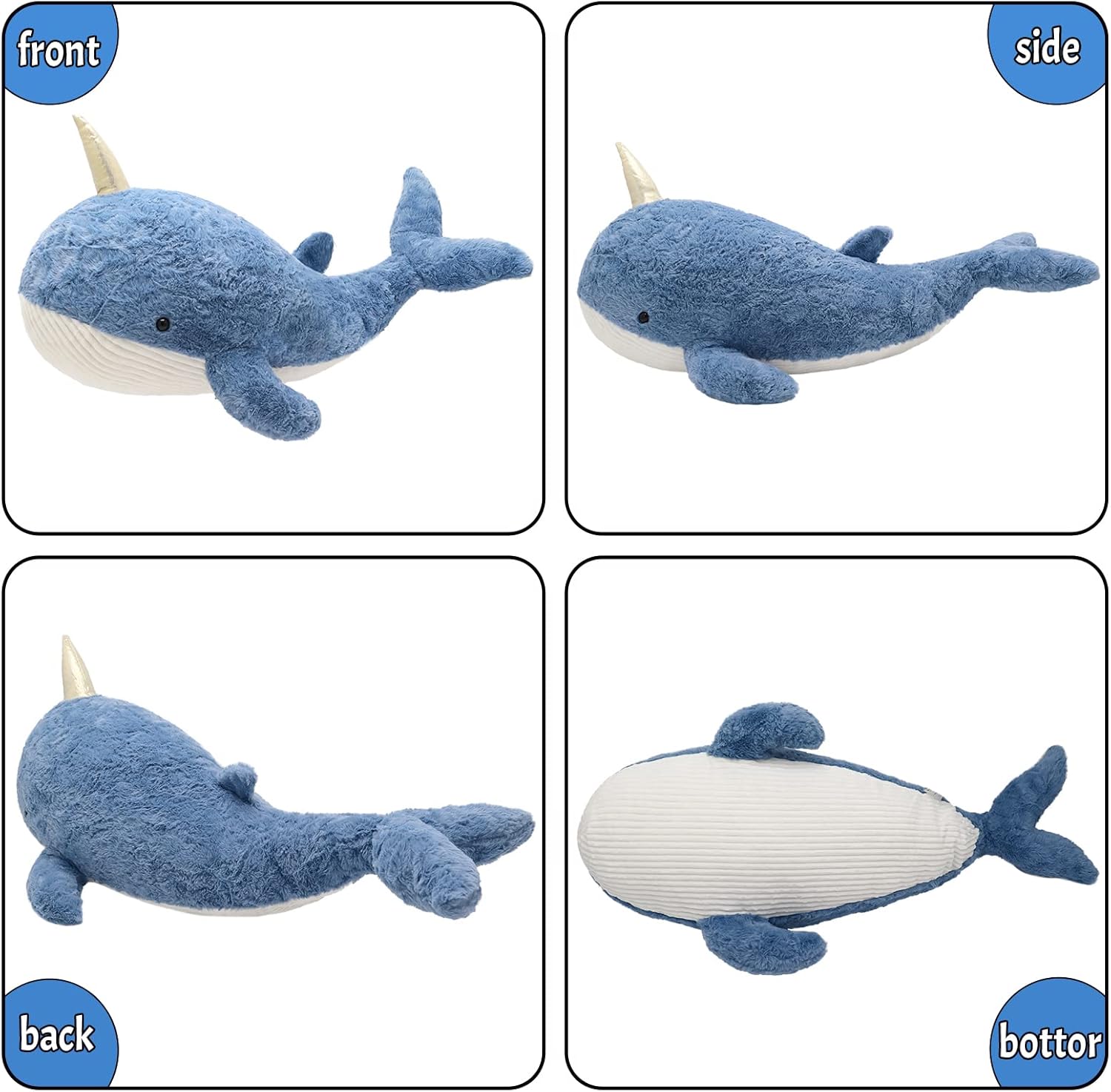 Lopbraa Ballenas de tiburón – Animal de peluche de ballena de peluche, regalo para niños, familia, cumpleaños, Navidad (ballena, 35.5 pulgadas)