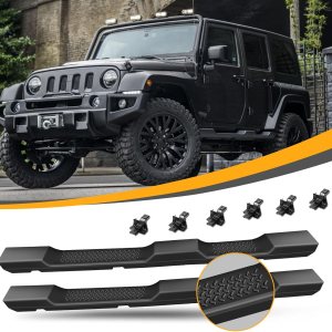 KKoneAuto Estribos compatibles con Wrangler JK Utility 2007-2018 de 4 puertas, 2 piezas deslizantes de roca, estilo OE, escalones laterales negros KKoneAuto Estribos compatibles con Wrangler JK Utility 2007-2018 de 4 puertas, 2 piezas deslizantes de roca, estilo OE, escalones laterales negros