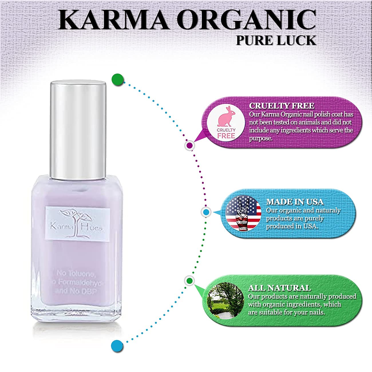 karma organic Esmalte de uñas natural, arte de uñas no tóxico, pintura de uñas vegana y libre de crueldad (suerte pura)