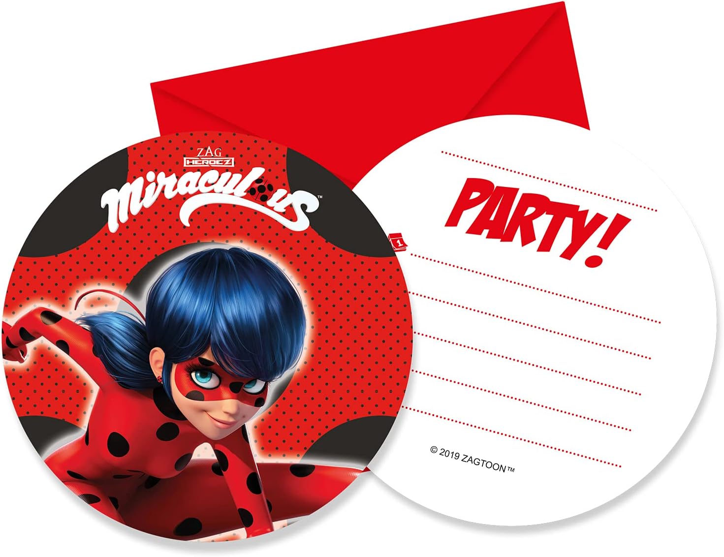 Procos 91351 – Invitaciones y sobres, 6 de cada uno, Mariquita milagrosa, cumpleaños de niños