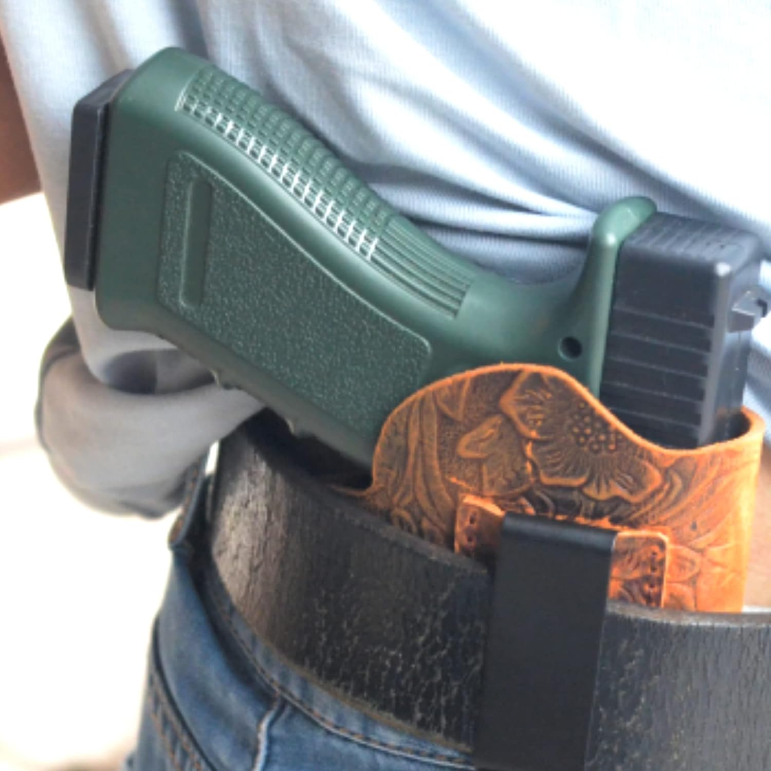 JJNUSA Funda de cuero IWB, funda de cuero genuino para pistola Glock 19 42 43X, Ruger LCP LC9S Security 9 Max 9, Taurus G2 G2C G3C GX4, Springfield