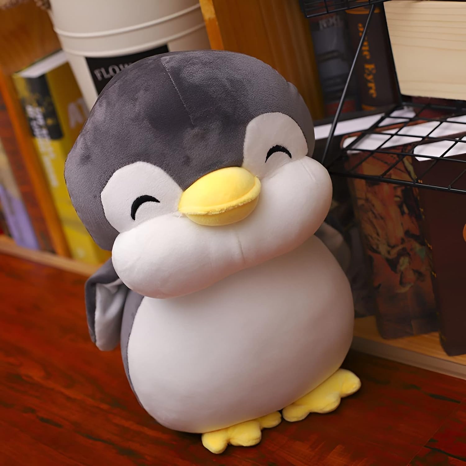 Peluche de pingüino, juguete de peluche suave, regalo para niños, niñas, niños, novia, día de San Valentín, almohada (gris, 19.6 pulgadas)